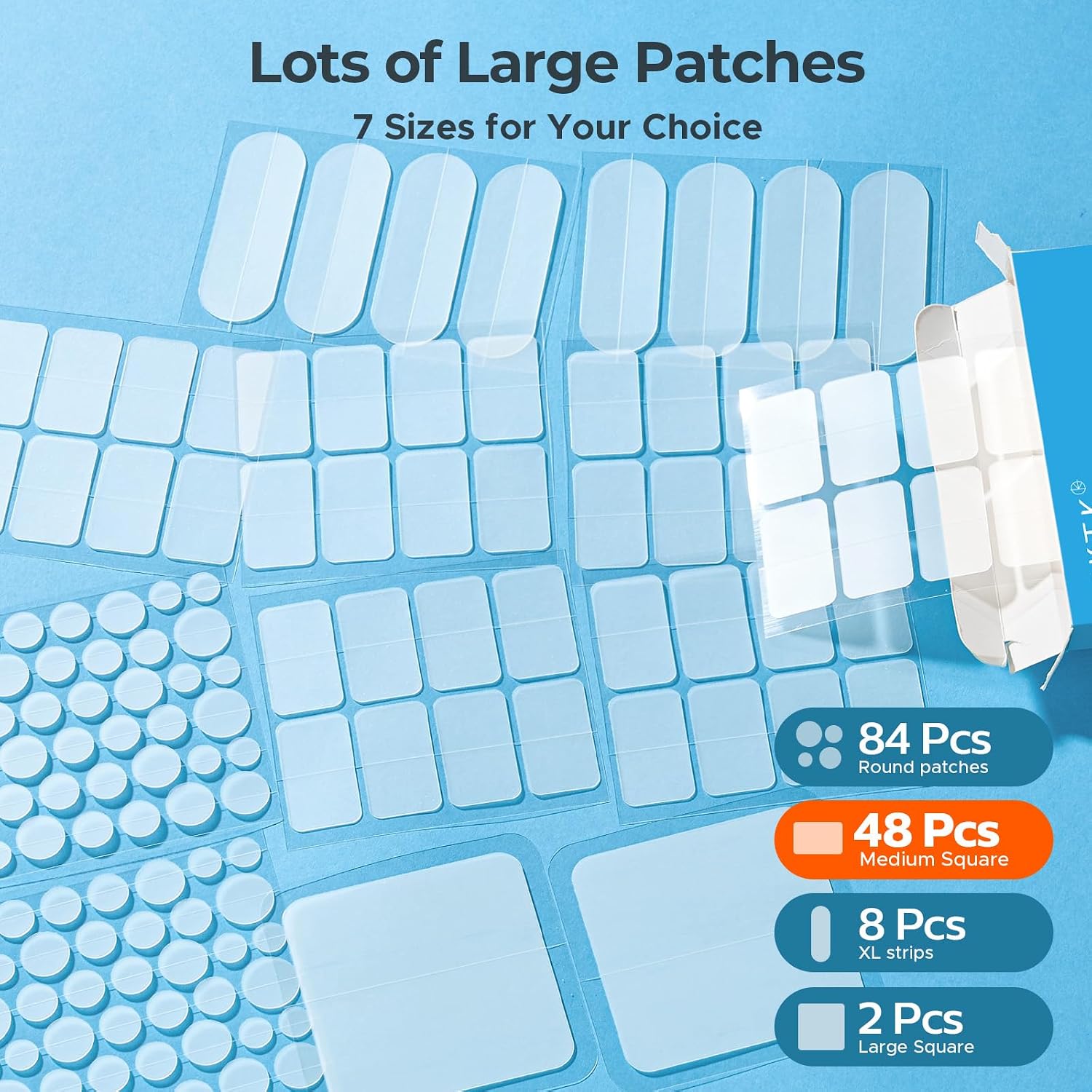 Thumbnail 6 de Large Pimple Patches for Face – 142 Count Across 7 Sizes (XL Hydrocolloid Bandages) by TKTK