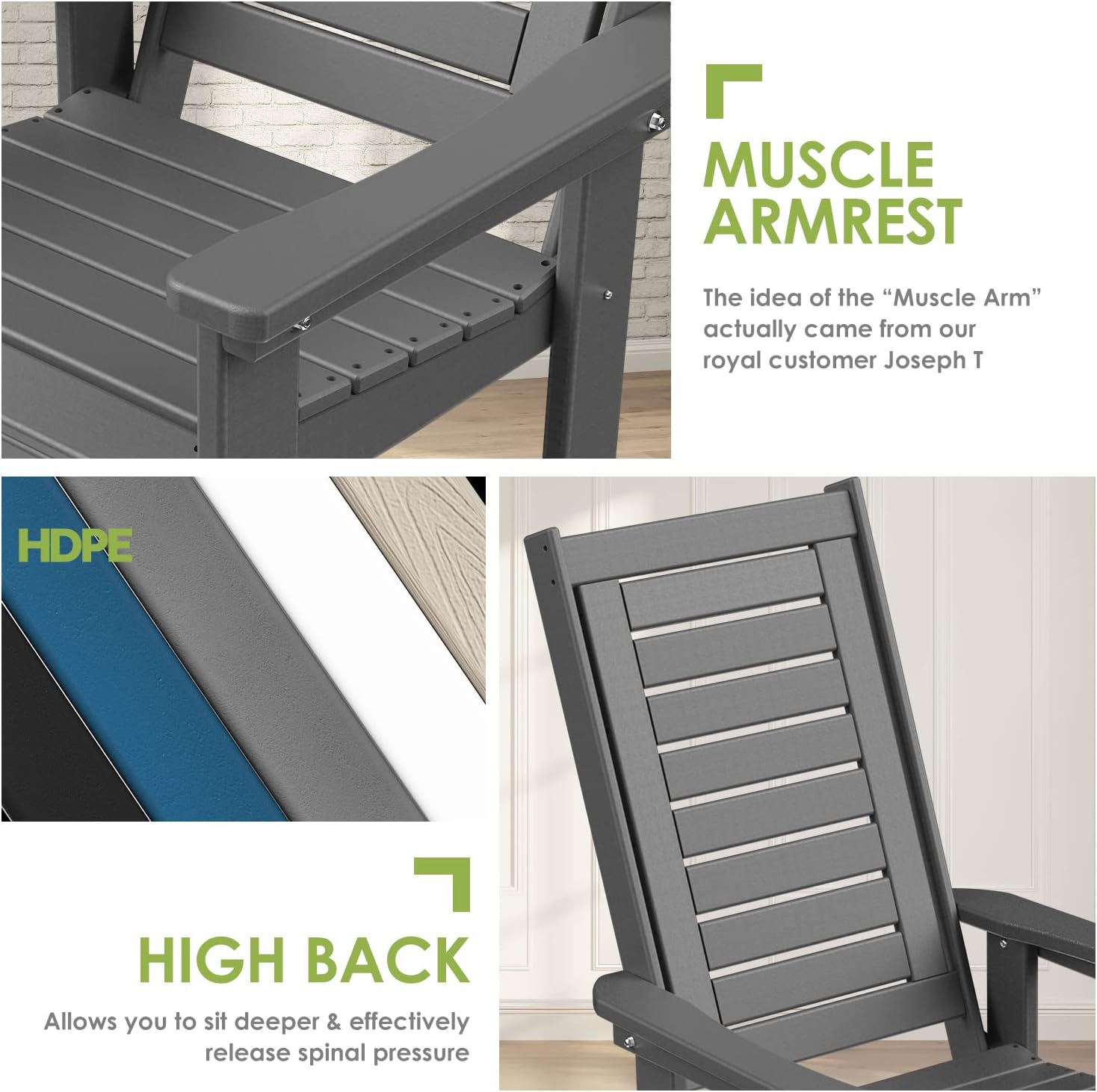 Thumbnail 6 de GreenVines Outdoor Rocking Chair Set HDPE