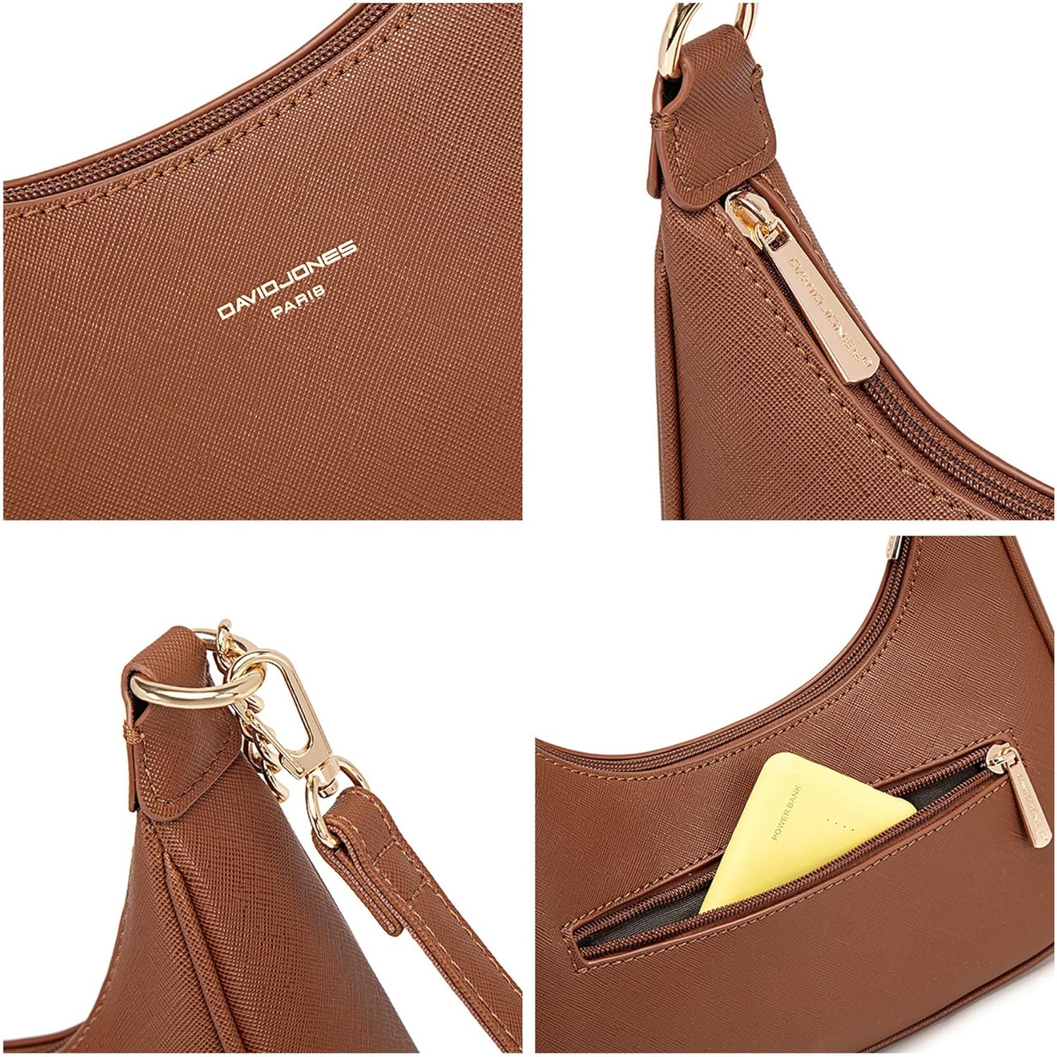 Thumbnail 5 de David Jones petit sac porté épaule forme banane femme en simili cuir Saffiano blanc