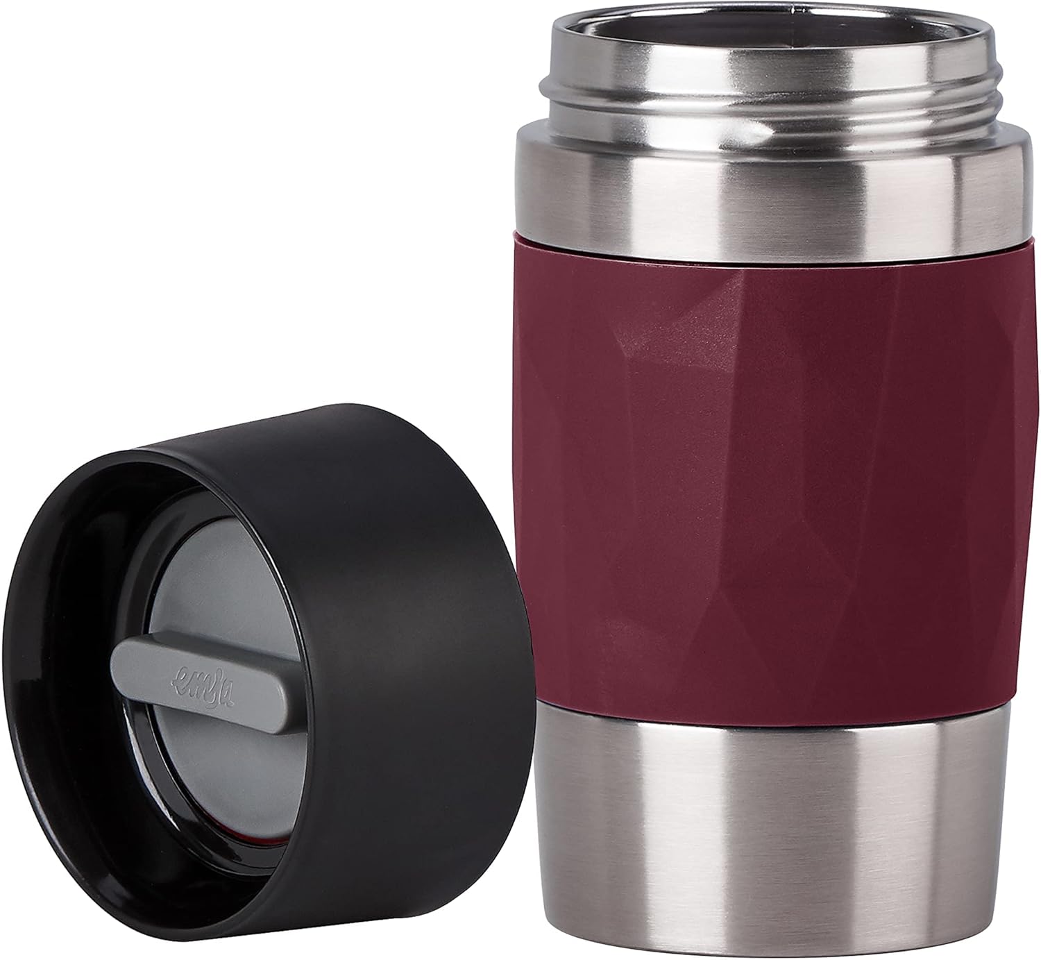 Detalle de Emsa N21609 Travel Mug Compact – 0,3 L Edelstahl, 3h heiß / 6h kalt, 360° Trinköffnung, BPA-frei