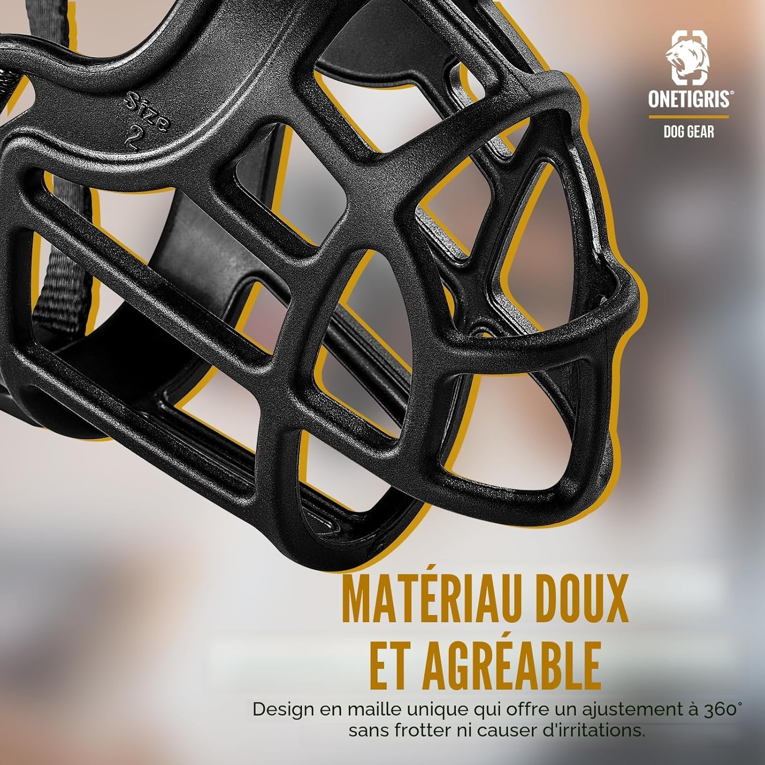 Detalle de OneTigris Muselière souple pour chiens en caoutchouc résistant avec sangle réglable – Taille XL (5)