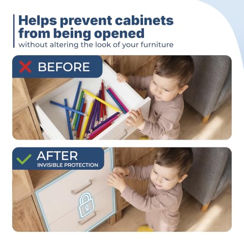 Detalle de Hoffenbach 12 Locks & 3 Keys Magnetic Cupboard Locks – Invisible Baby Proofing for Cabinets and Drawers (White)