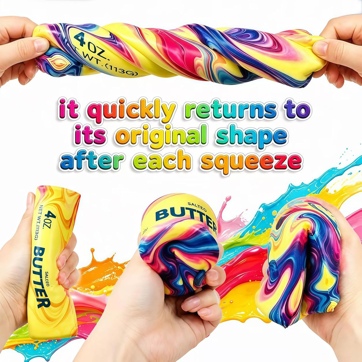 Detalle 2 de Squishy Butter Stick 3 Pcs Slow-Rising PU Fidget Toys in Assorted Colors