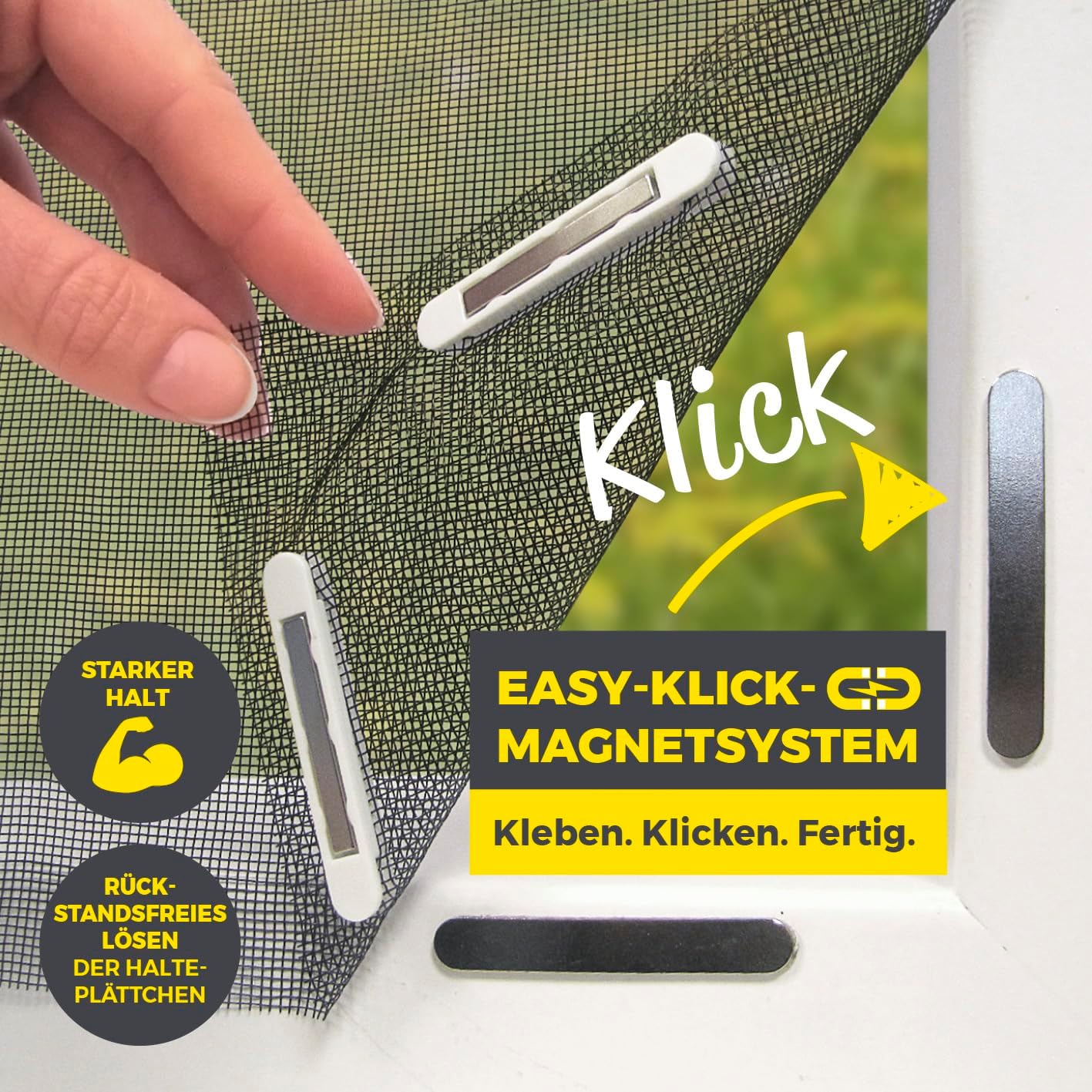 Detalle de EASYmaxx Insect Protect Magnete: Selbstklebende Magnetplatten (24 Stück) für Fliegengitter