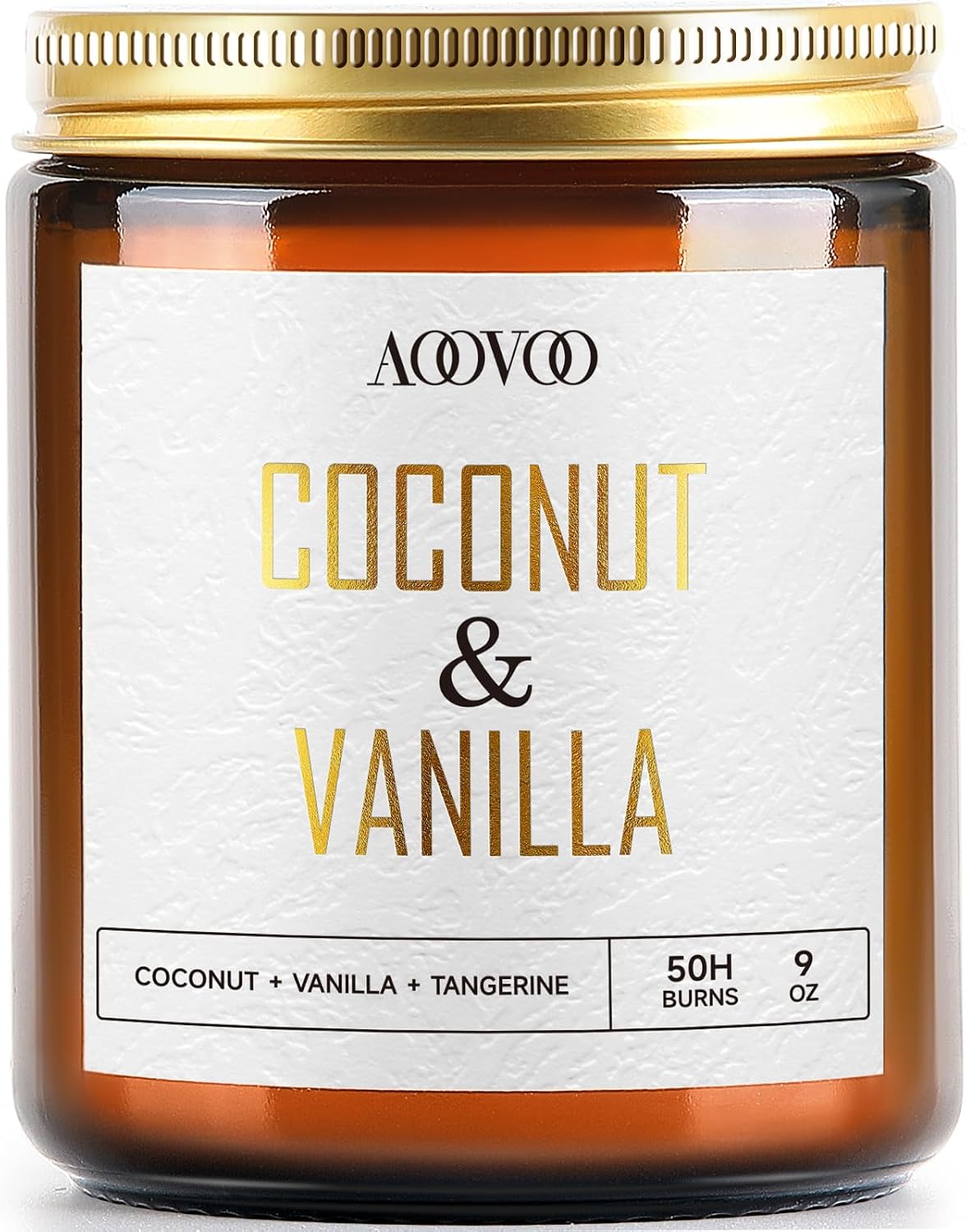 Detalle de AOOVOO AO-LZY0115 Coconut Vanilla Soy Candle, 9 oz Glass Jar