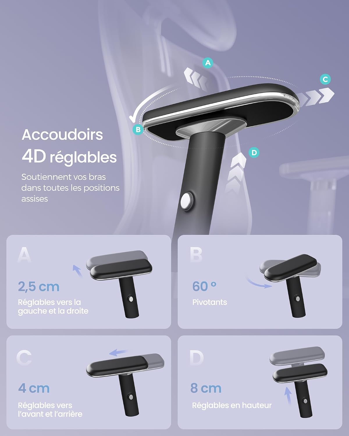 Thumbnail 5 de SONGMICS OBN067BH01 Chaise de bureau 150 kg