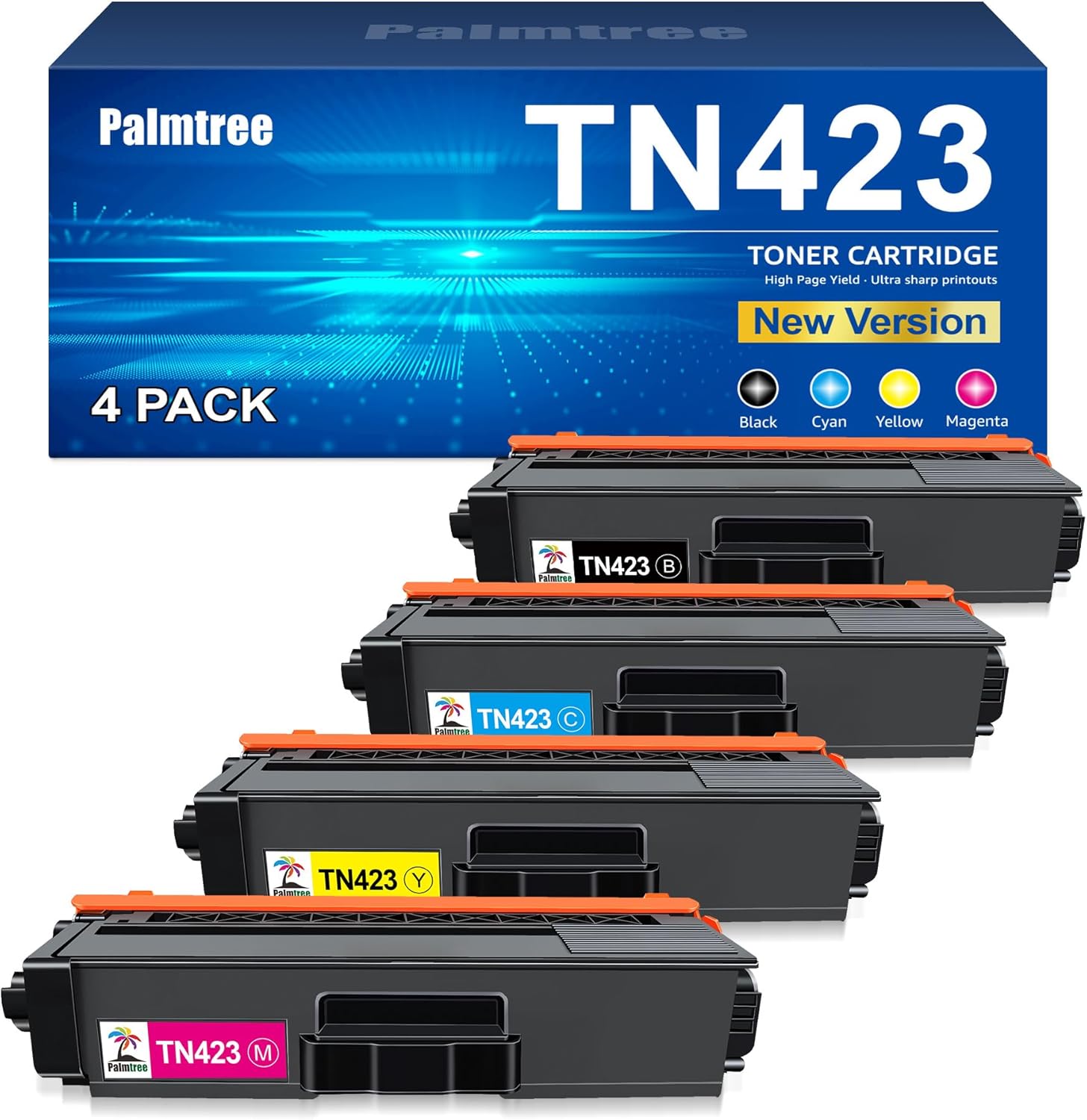Detalle de Plamtree TN423 Toner kompatibel (4er-Set) für Brother: Schwarz, Cyan, Gelb, Magenta