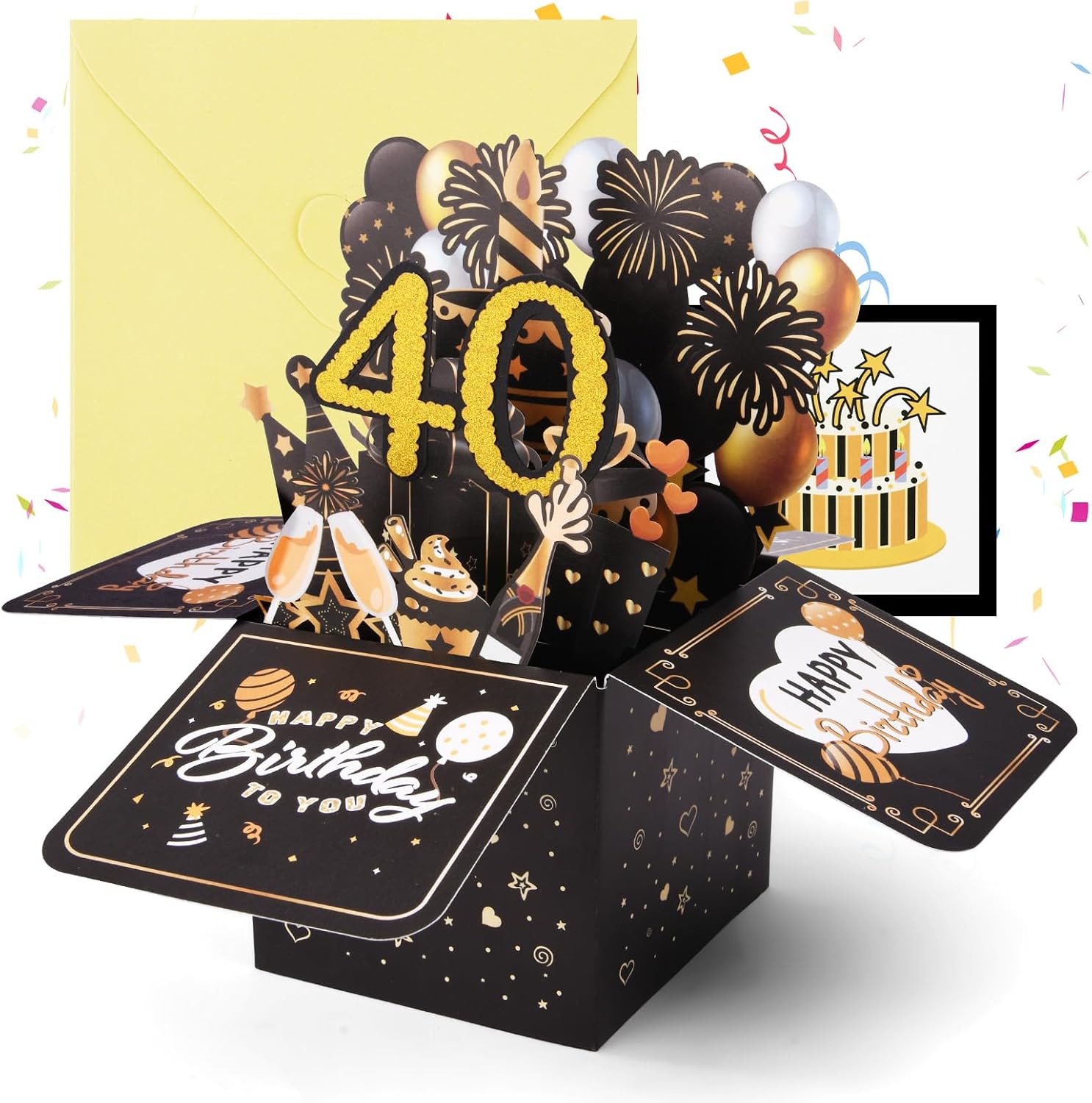 OFFCUP Biglietto auguri 3D “40 Anni” con busta e carta, pop-up per compleanno