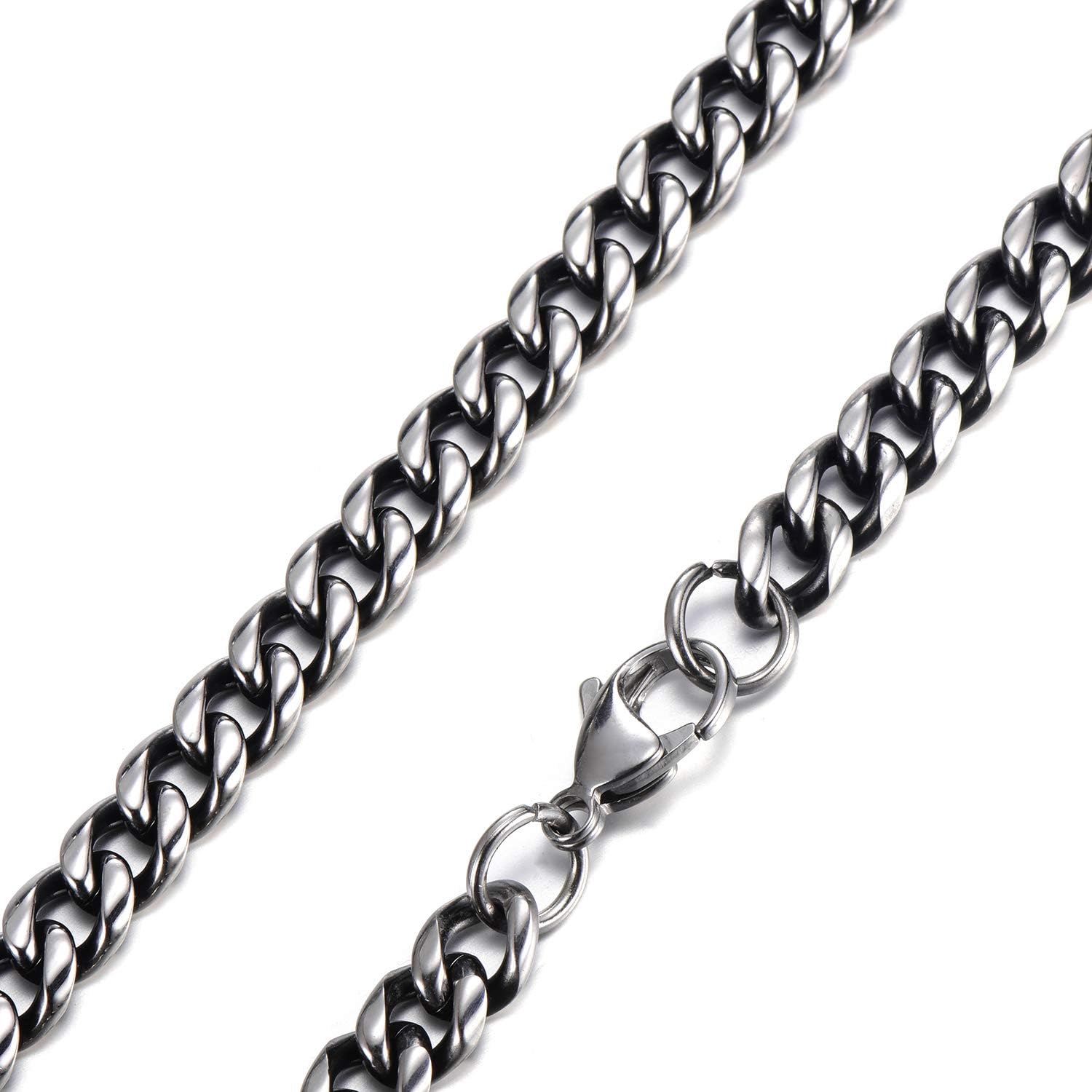 Detalle de DonDon Collana da Uomo in Acciaio Inossidabile Argento-Nero (52 cm)
