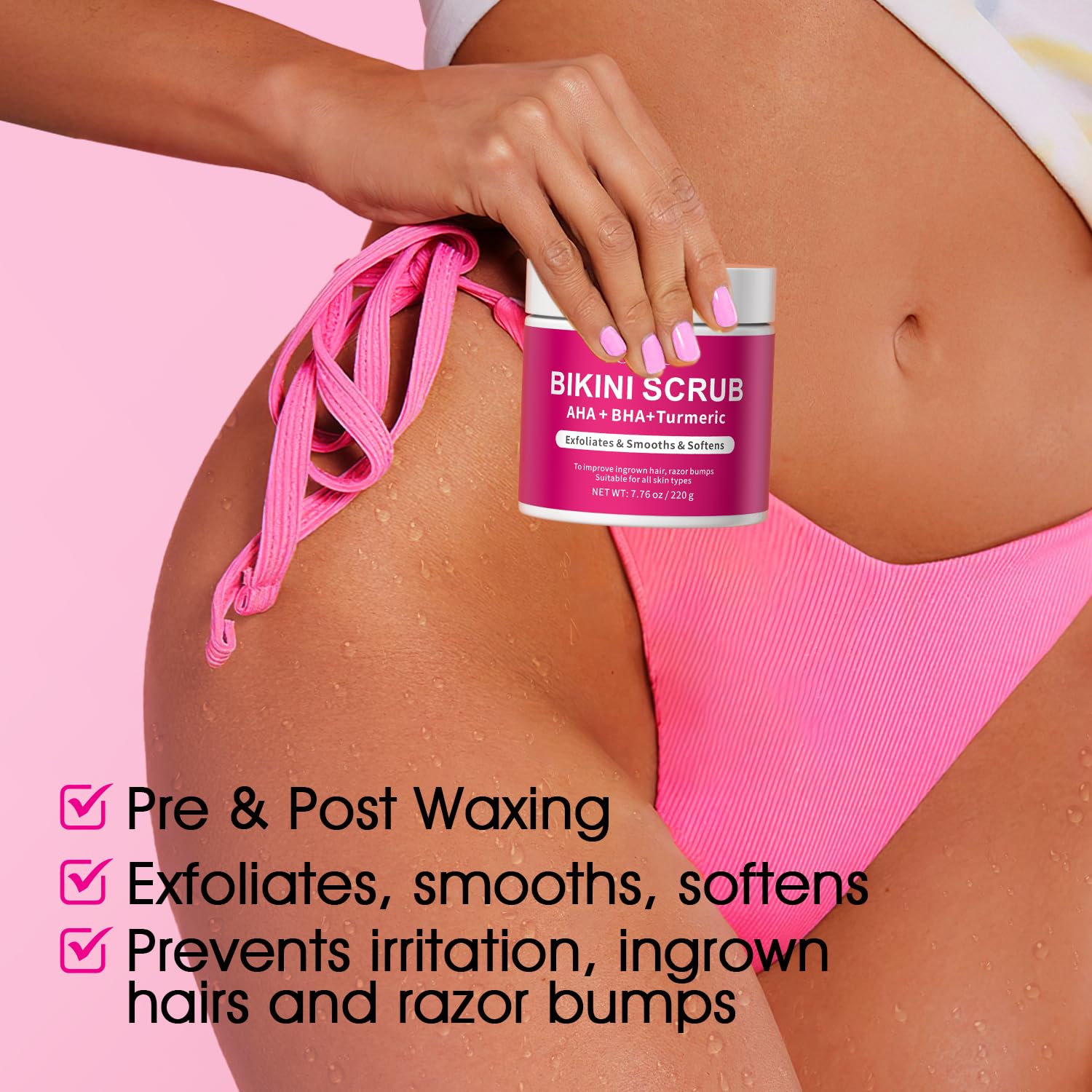 Detalle 2 de Bikini Area Exfoliator with 10% AHA+BHA & Turmeric – Gentle, Glow-Boosting Scrub for Delicate Areas