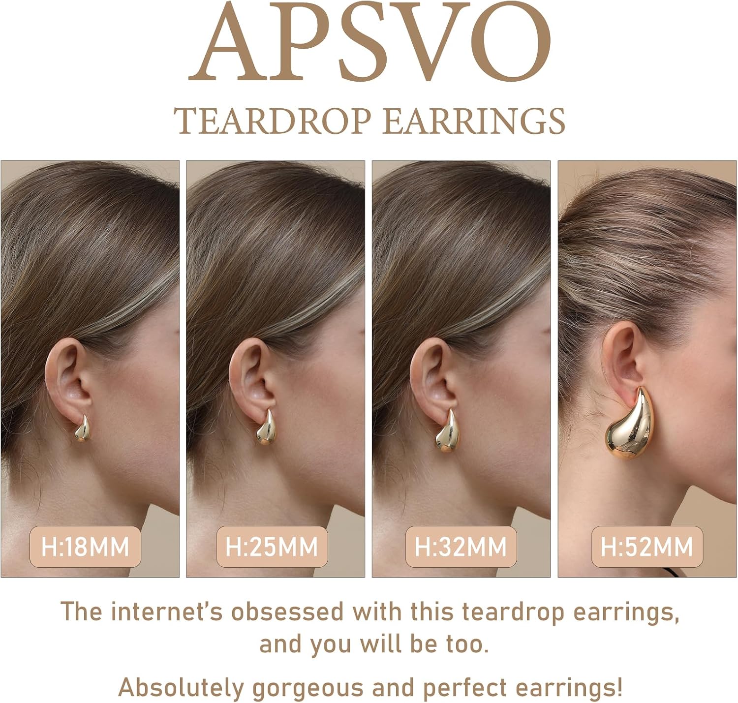 Detalle de Apsvo Hoop Earrings, 14K Gold Plated
