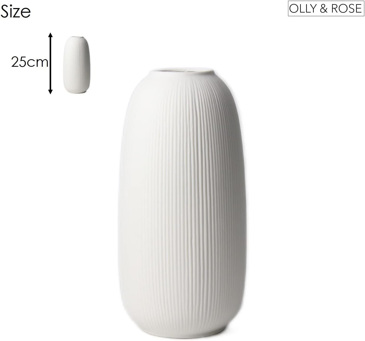 Detalle de Olly & Rose Large Portsea Lines Clay Vase – Handmade White Ceramic Studio Vase (25cm)