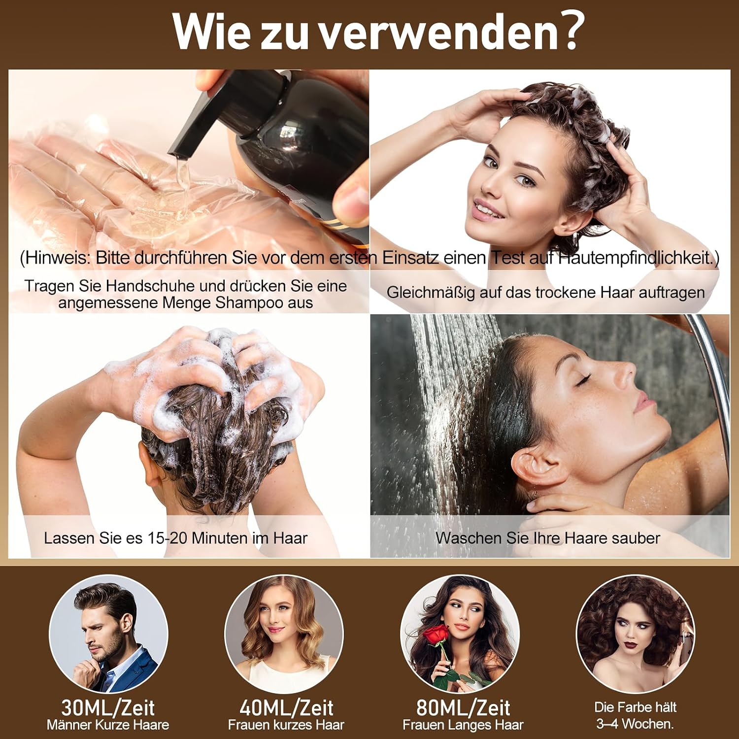 Detalle 1 de 500ML Haarfarbe Dunkelbraun 3 in 1