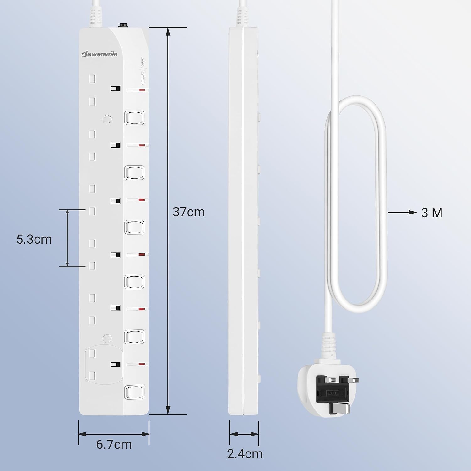 Thumbnail 6 de DEWENWILS 6 Way Surge Protected Extension Lead 3M