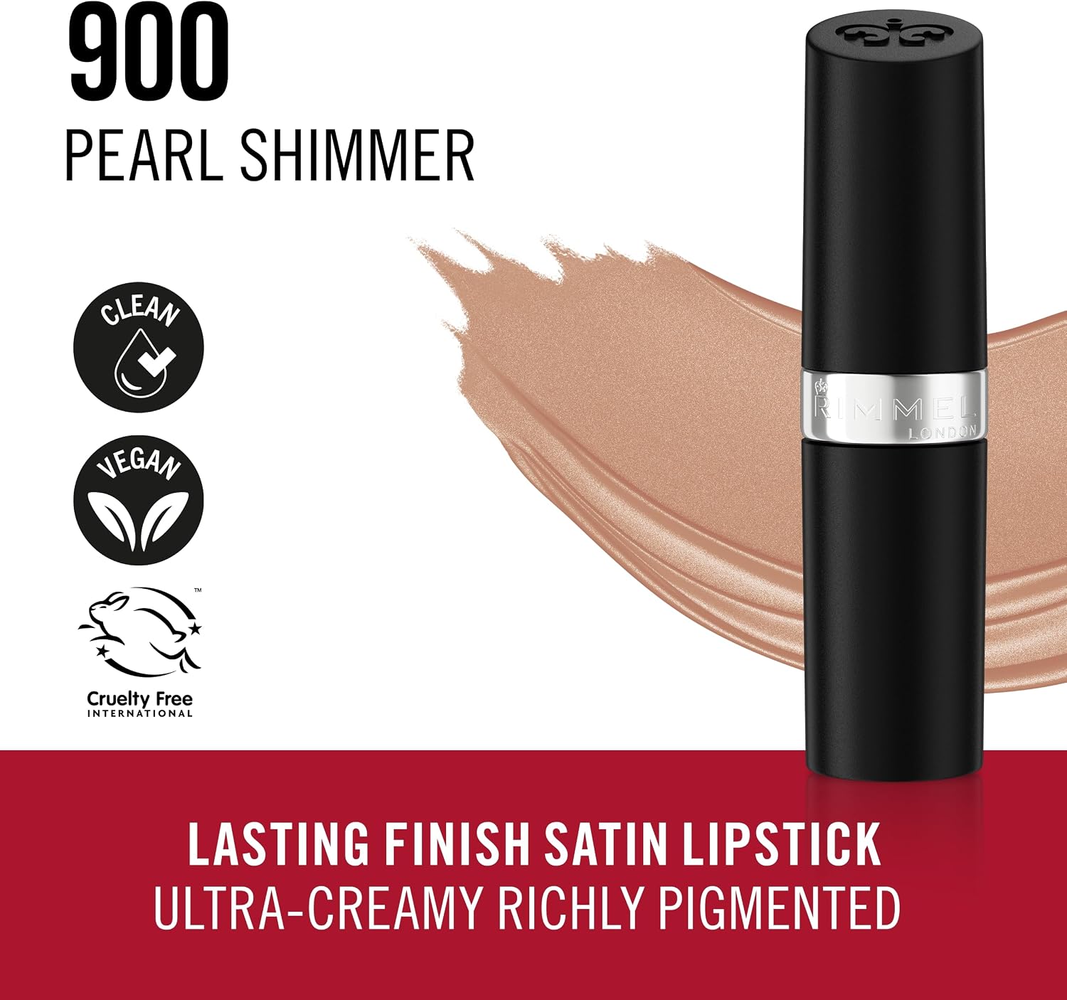 Detalle de Lasting Finish Shimmers Lipstick 900-Pearl: rossetto dal finish shimmer, 18 g, ideale per giorno e sera