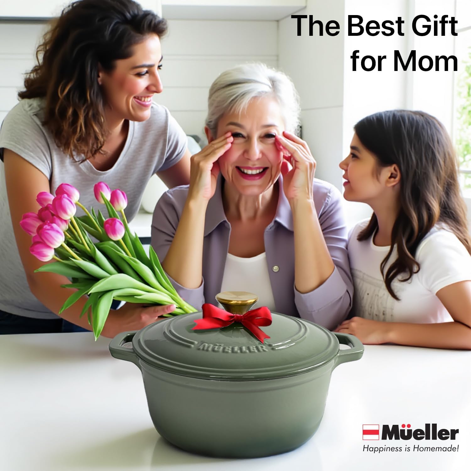 Thumbnail 6 de Mueller Home 6 Quart Enameled Cast Iron Dutch Oven (Thyme Green) for Sourdough & Everyday Cooking