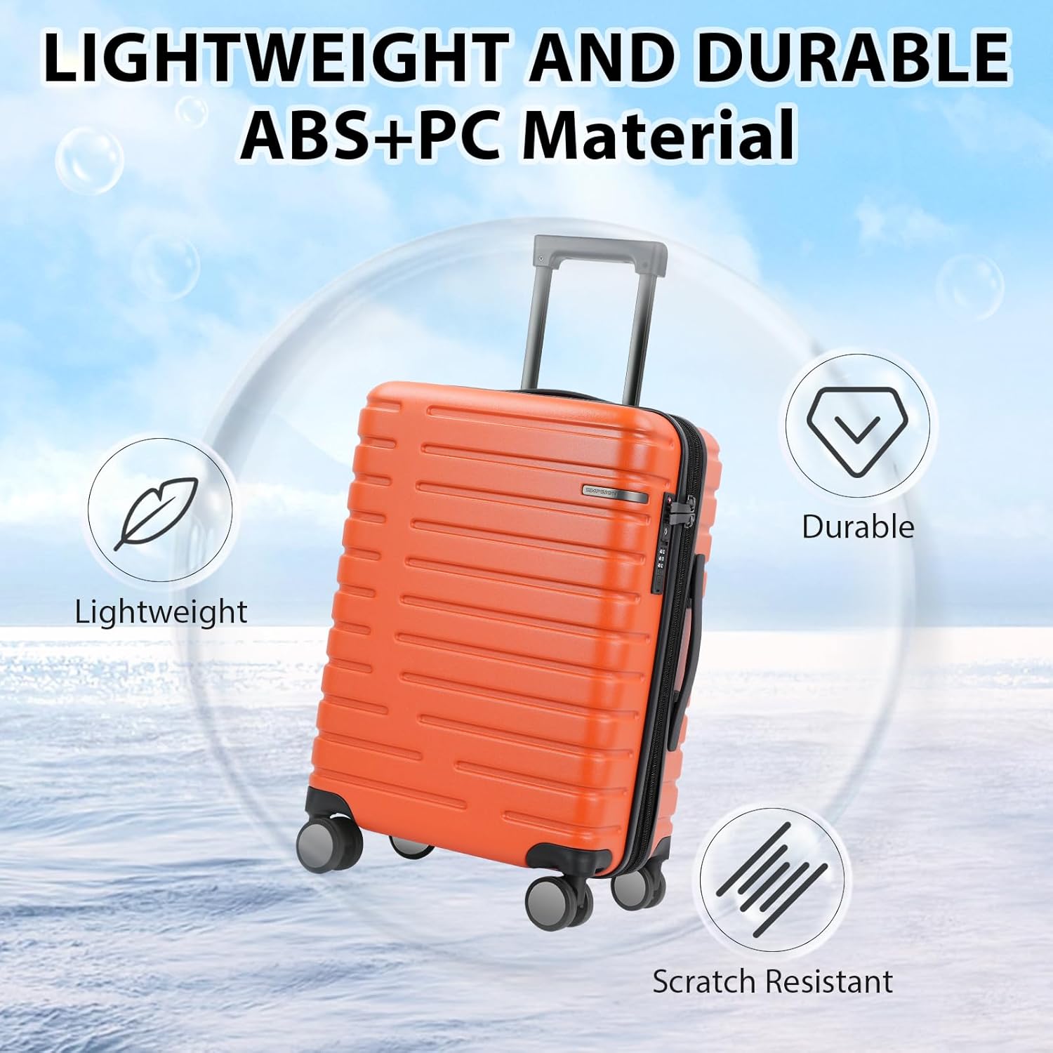 Detalle de EMPSIGN Bagage cabine rigide extensible 20 Inch – orange