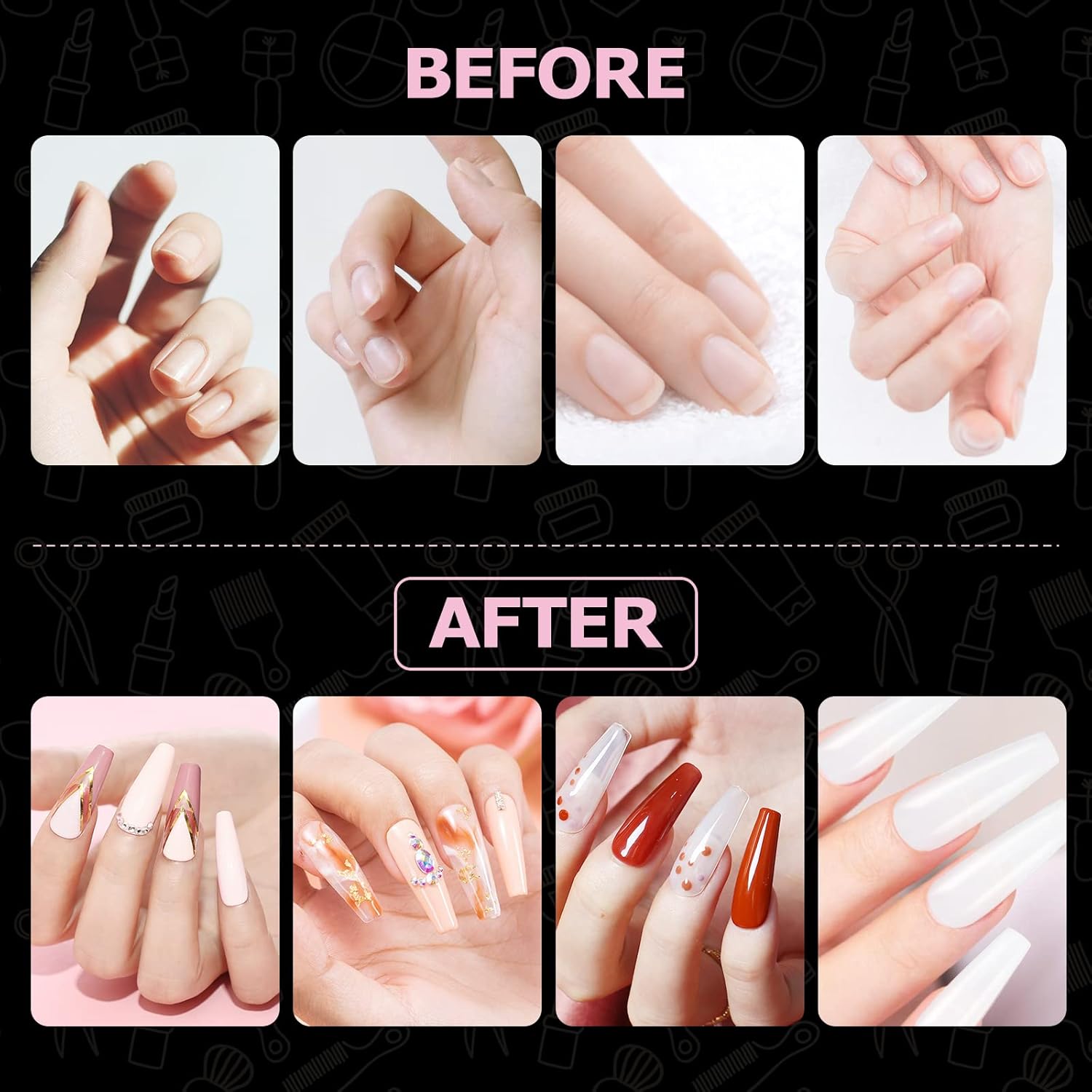 Thumbnail 4 de Uñas postizas acrílicas 500 unidades 10 tamaños