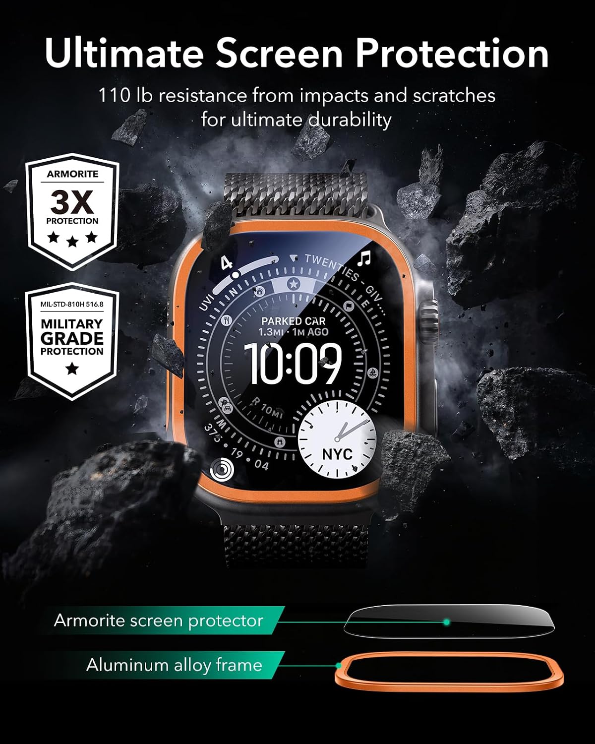Detalle 2 de ESR Armorite Screen Protector for Apple Watch 49 mm