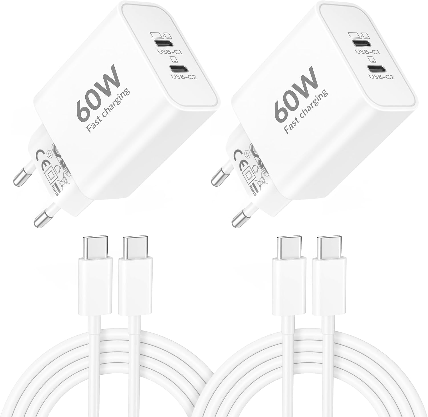 Detalle de Cargador USB C 60W 2 puertos