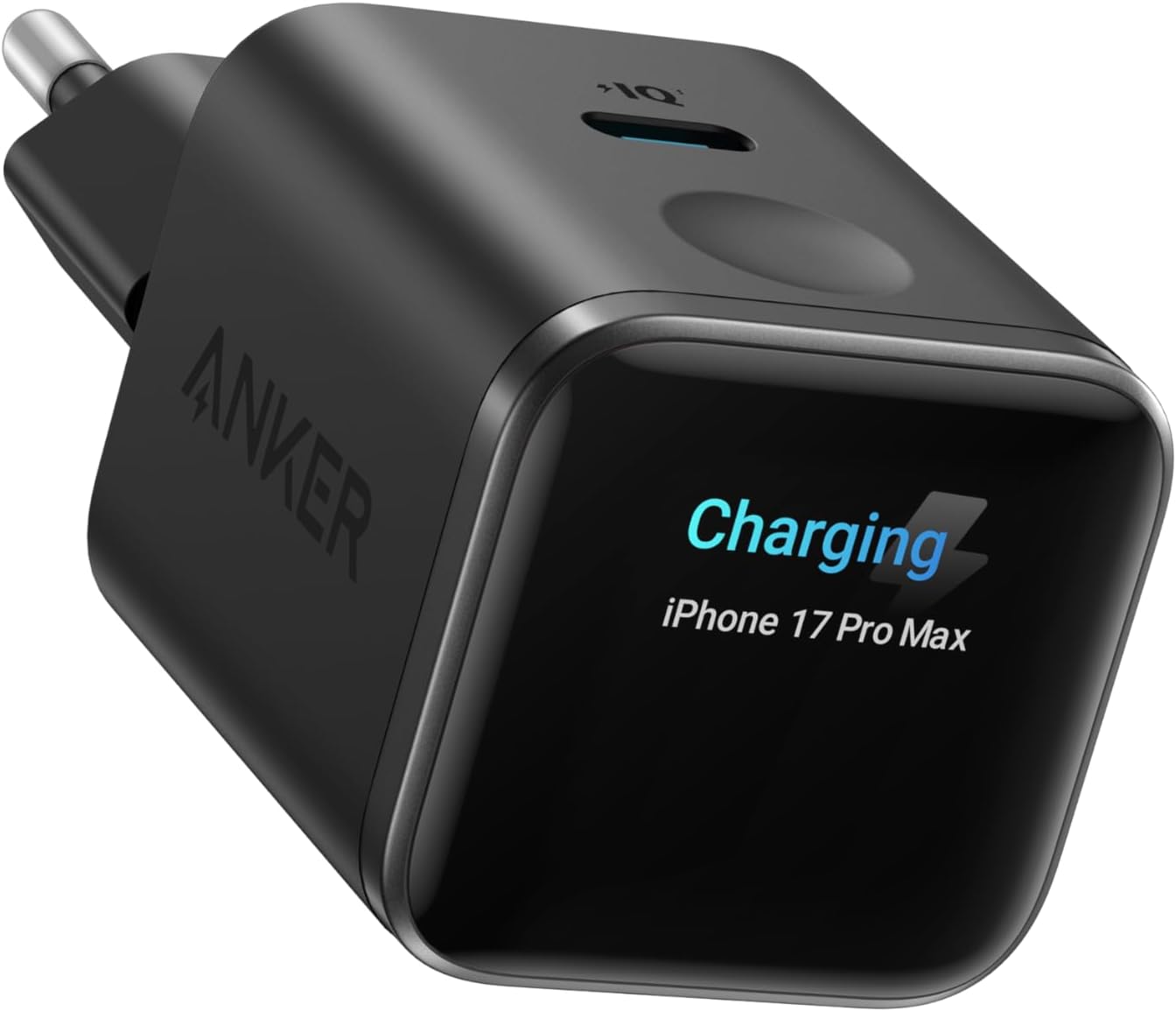Detalle de Anker Nano 45W Smart-Ladegerät (USB‑C) mit Display, iPhone-Erkennung und Schonmodus