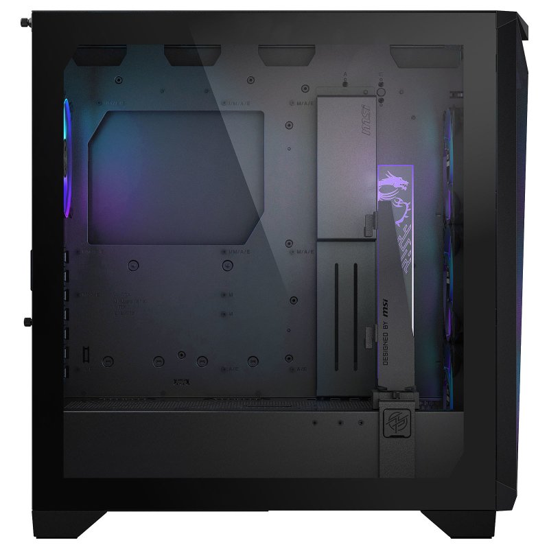 Detalle de MSI MPG GUNGNIR 300R AIRFLOW: caja para PC con cristal templado y soporte AIO 360 mm