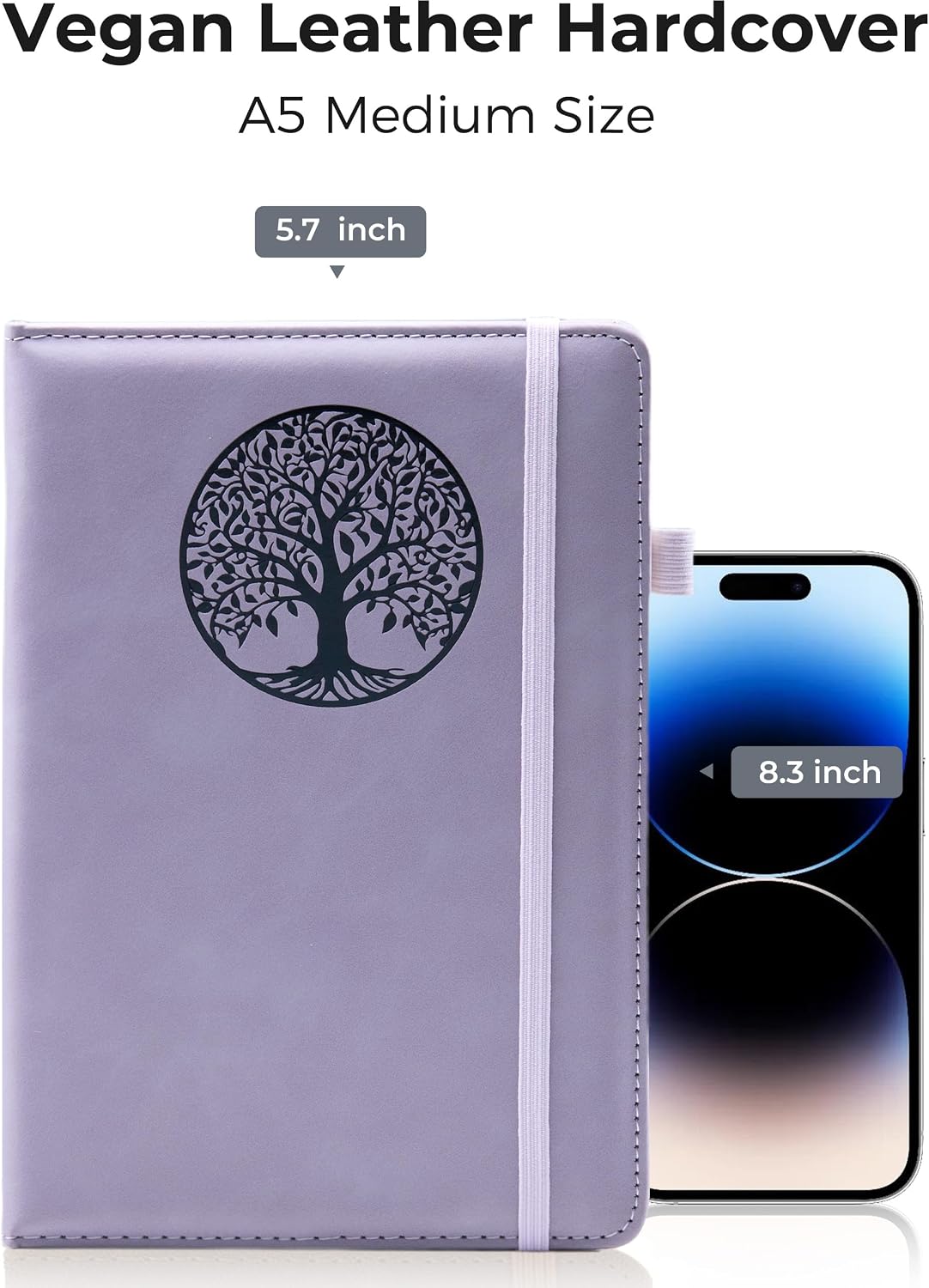 Thumbnail 4 de BIYUNRO A5 Hardcover Journal, Purple Faux Leather, Lined, 160 Pages