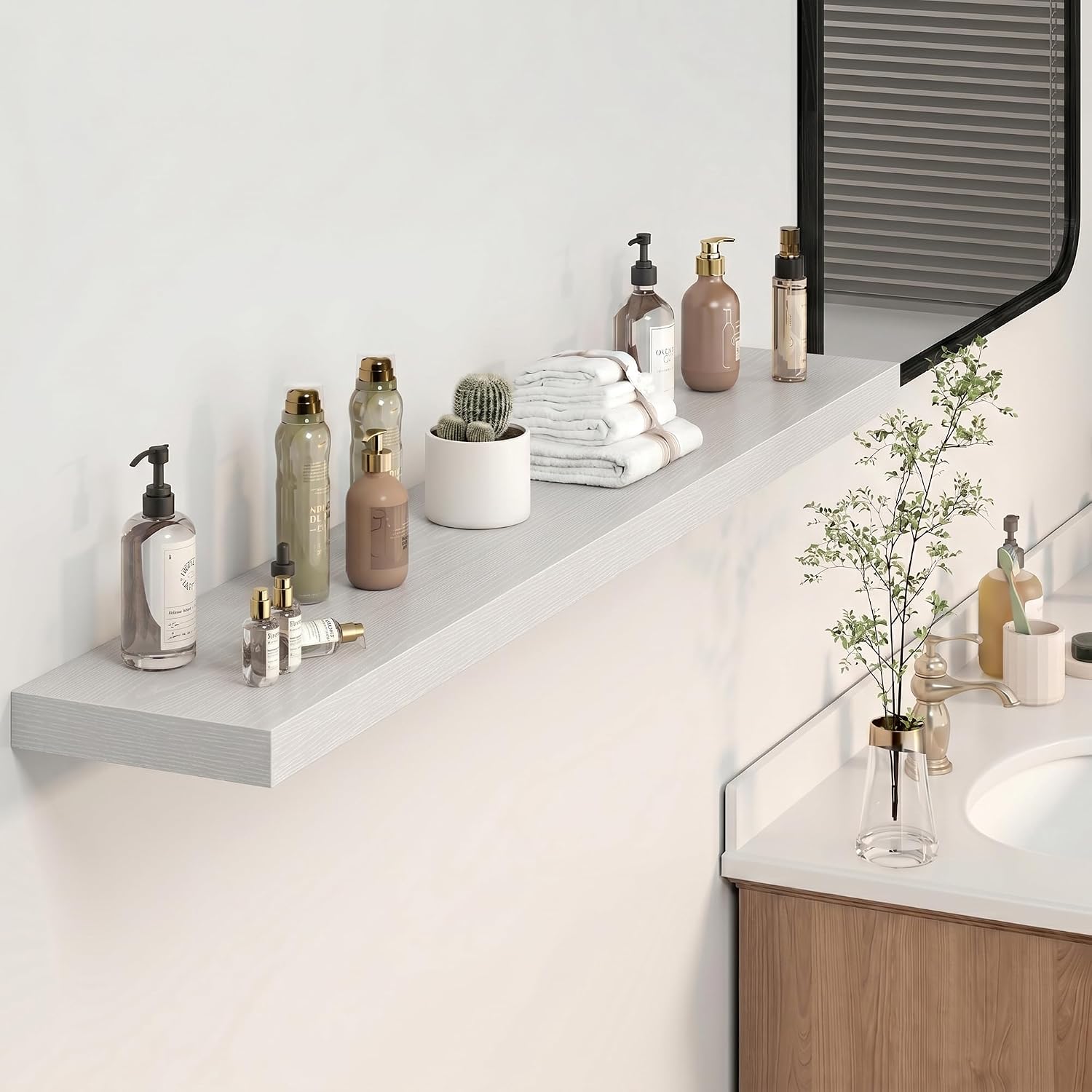 Detalle 2 de Heimlove HLS1-FS-N22-MD1400LWHT2P Floating Shelves, White, Set of 2
