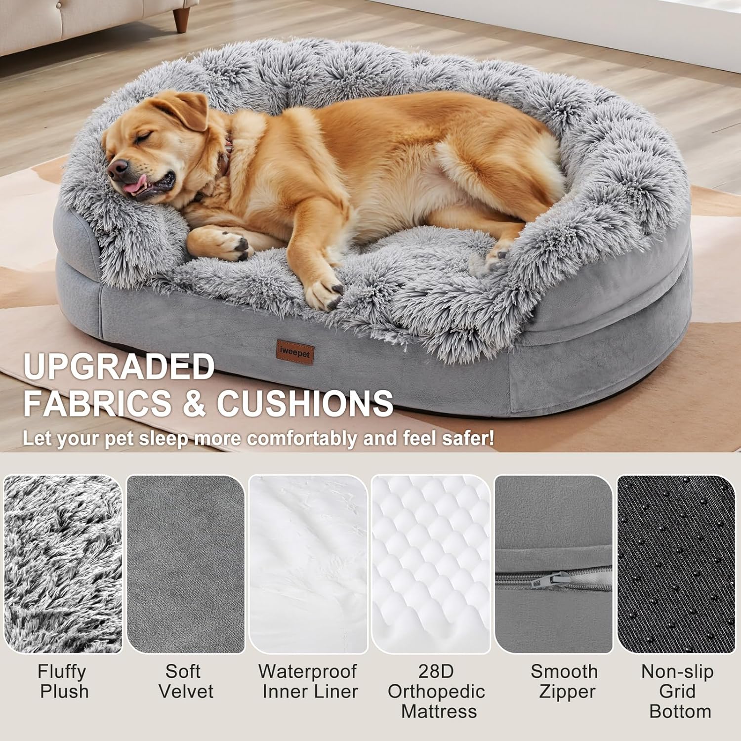 Detalle de Gimars 9.5 cm Thick XL Orthopedic Large Dog Bed for Very Large Dogs