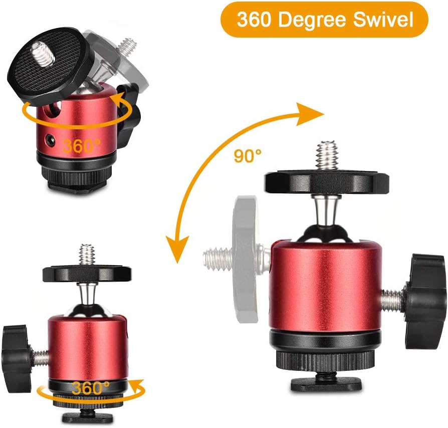 Thumbnail 1 de UTEBIT Mini Ball Head Tripod Ballhead Mount with Removable 1/4" Hot Shoe Adapters (2 Pack)