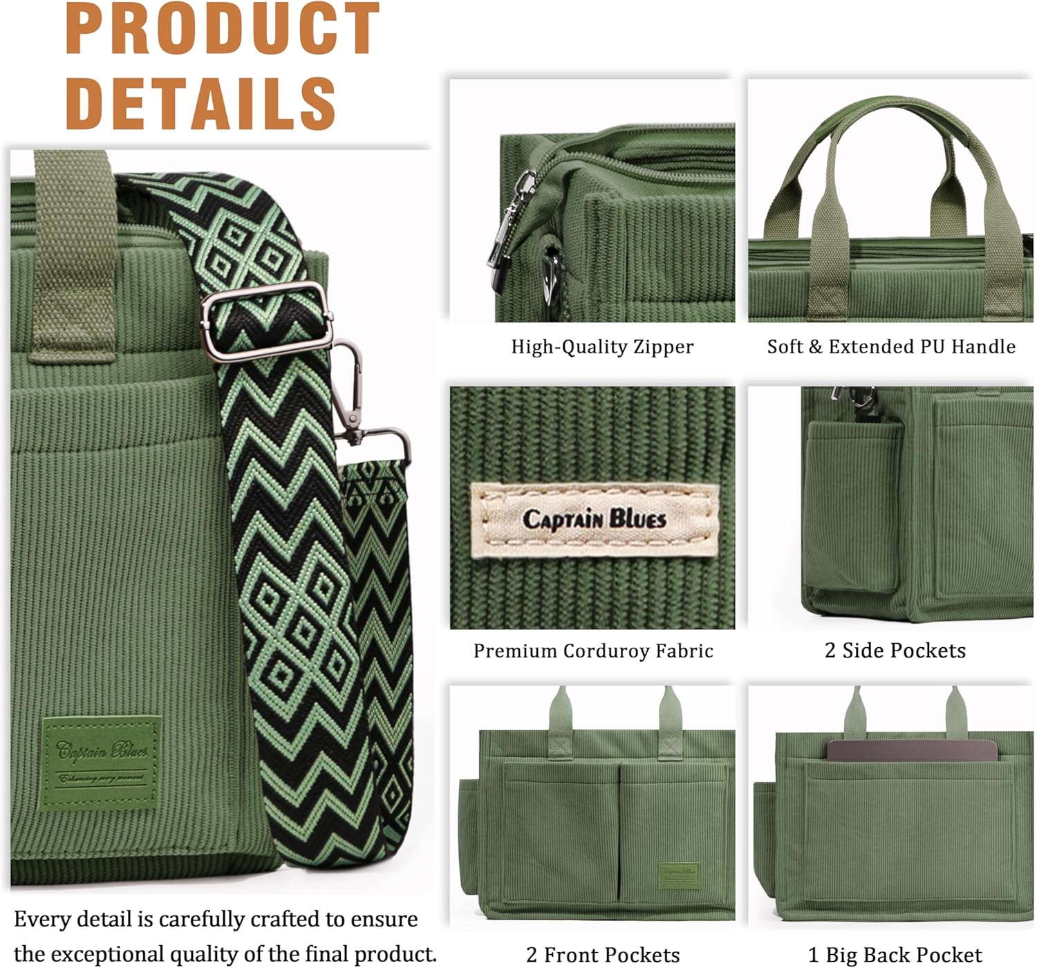 Thumbnail 4 de Captain Blues Corduroy Tote Bag 38cm