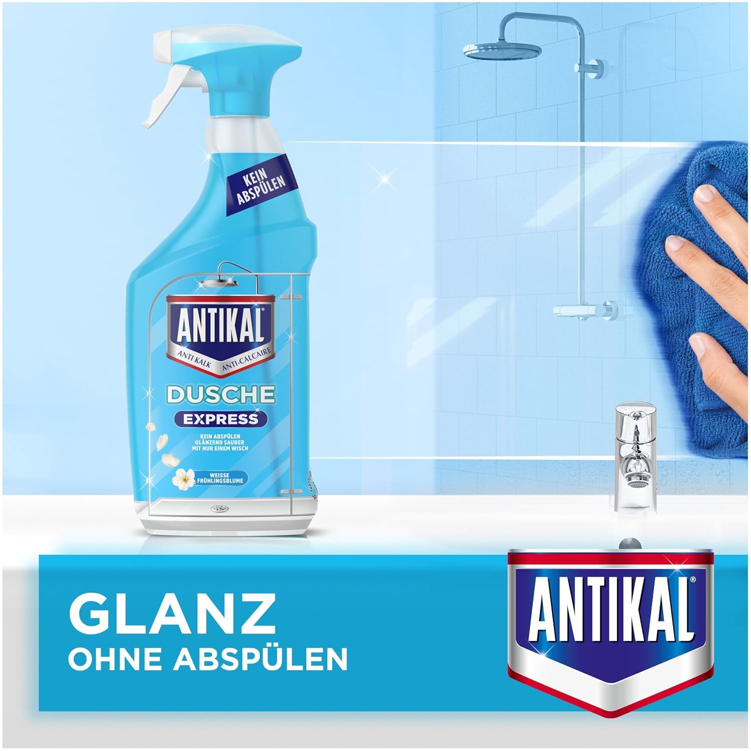 Detalle 2 de Antikal Expressspray, 10 × 800 ml – Kalkfrei, ohne Abwischen, für Dusche & Bad