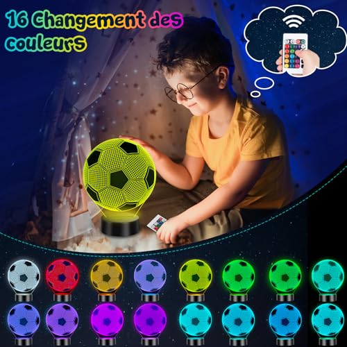 Detalle de Foot Cadeau Garçon – Veilleuse Enfant 3D Football par Linkax
