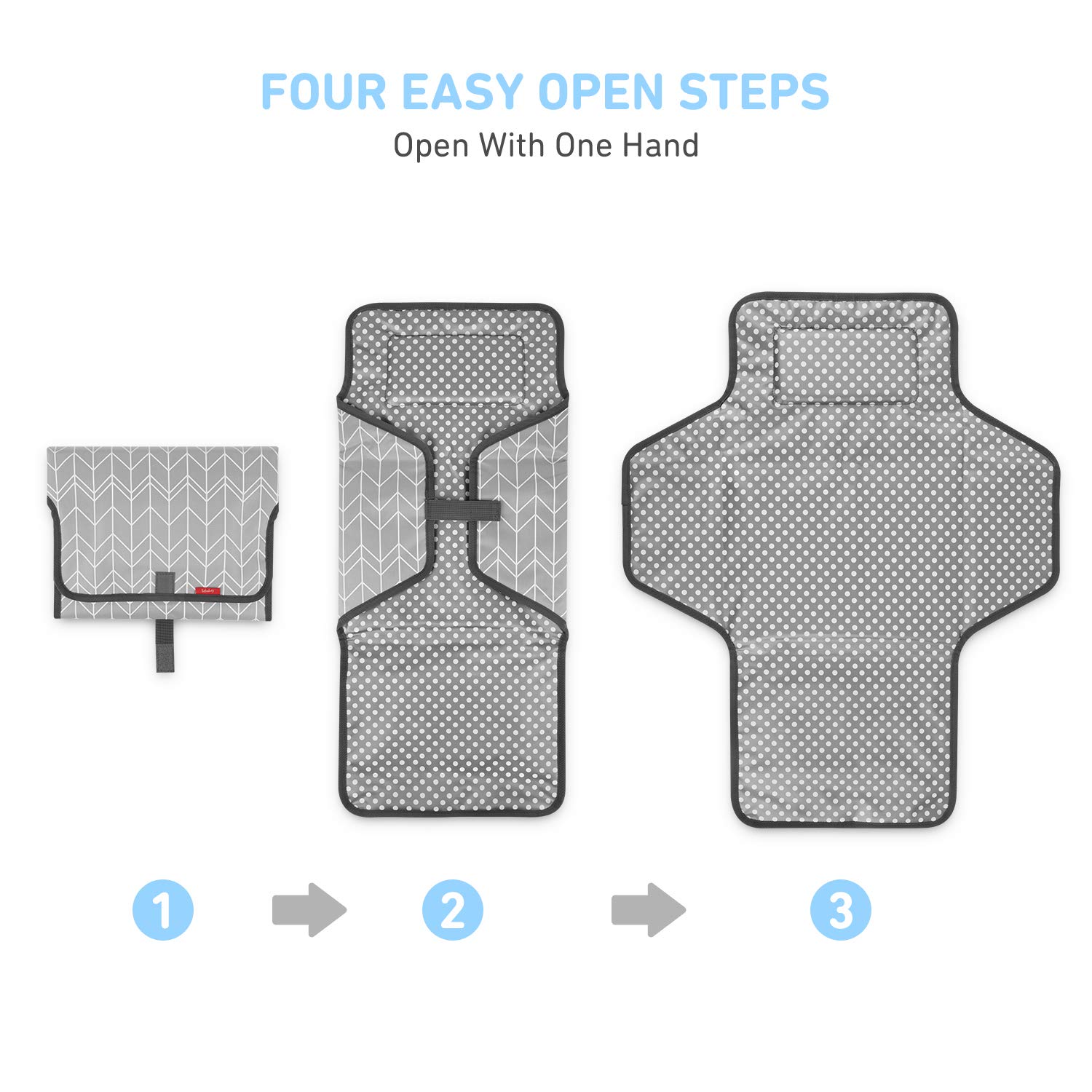Detalle de Babebay Portable Changing Pad, Waterproof 27" × 22" with Built-In Pillow