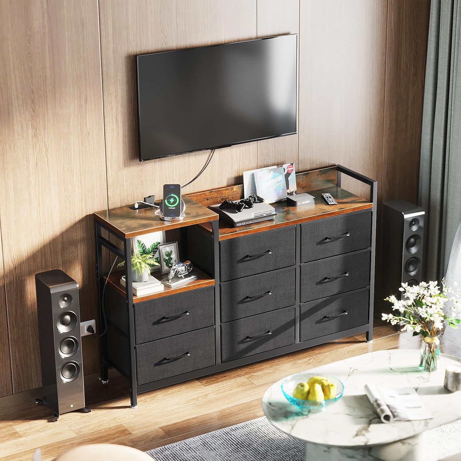 Detalle 2 de ODK Cassettiera 132x30x88 cm con porte USB
