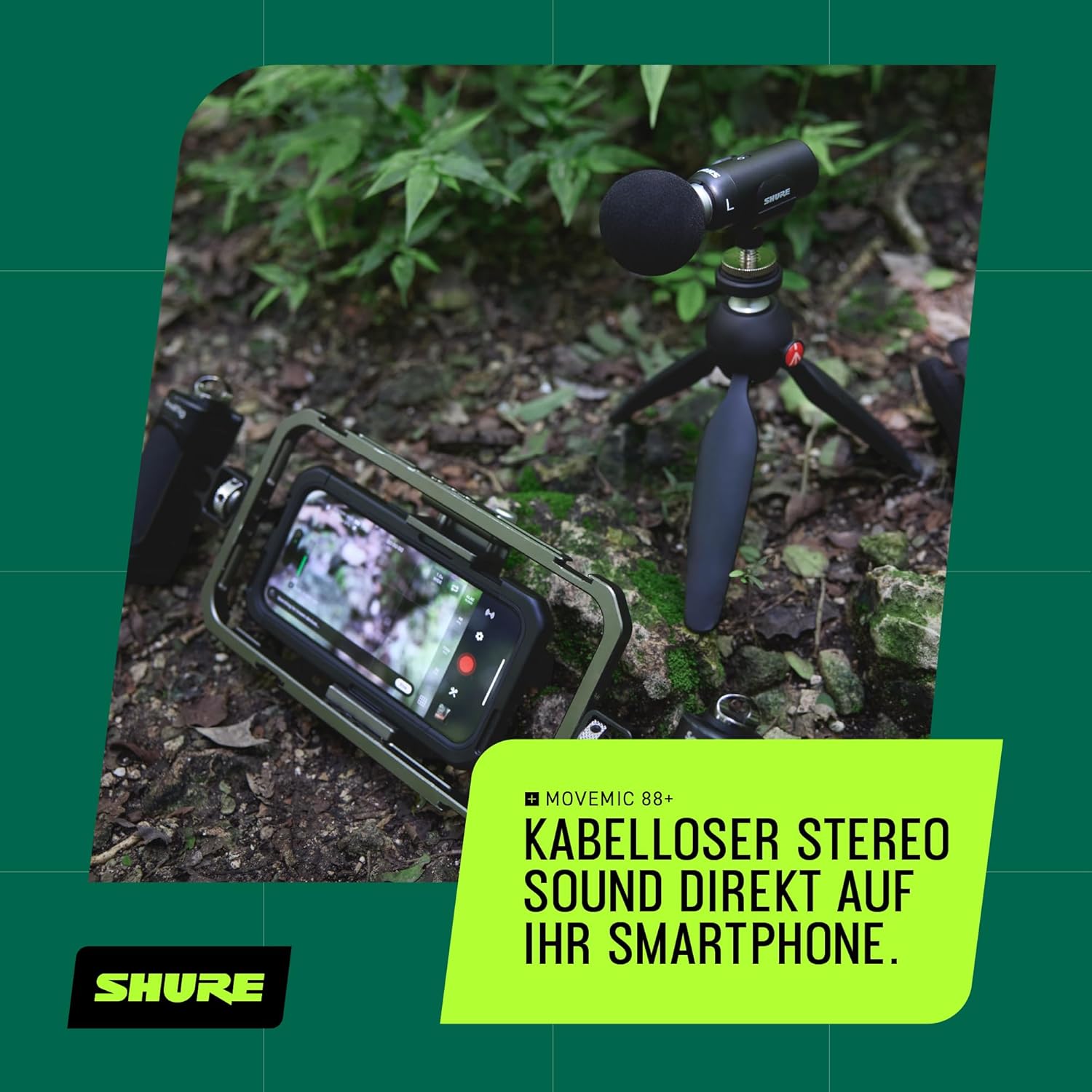 Detalle de Shure MoveMic 88+ Drahtloses Mikrofon – Professioneller Audio-Recorder für Feldaufnahmen, Interviews und Filmprojekte
