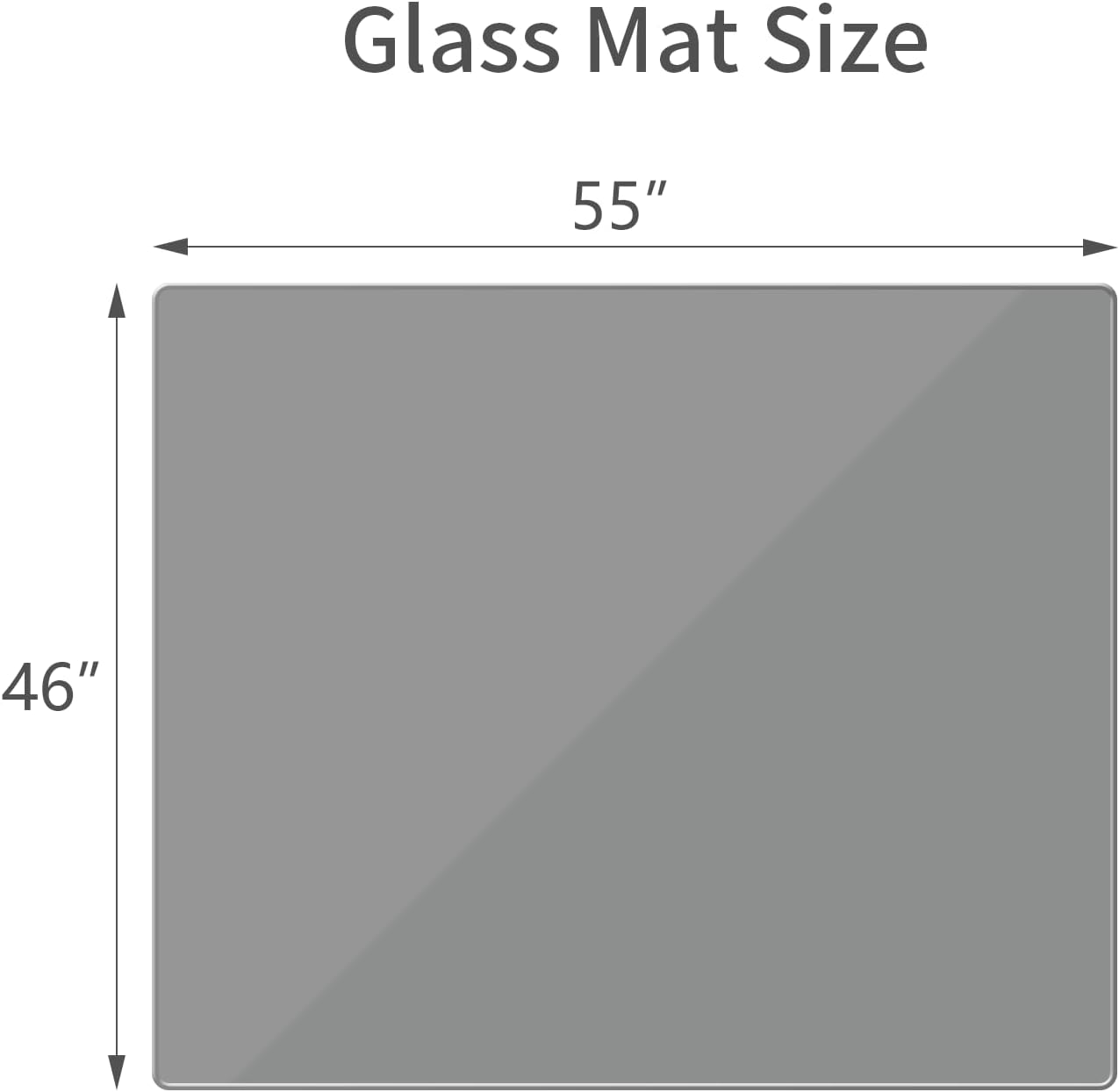 Detalle 2 de Koonmi Office Chair Mat for Carpet, 46" x 55" Tempered Glass, Grey