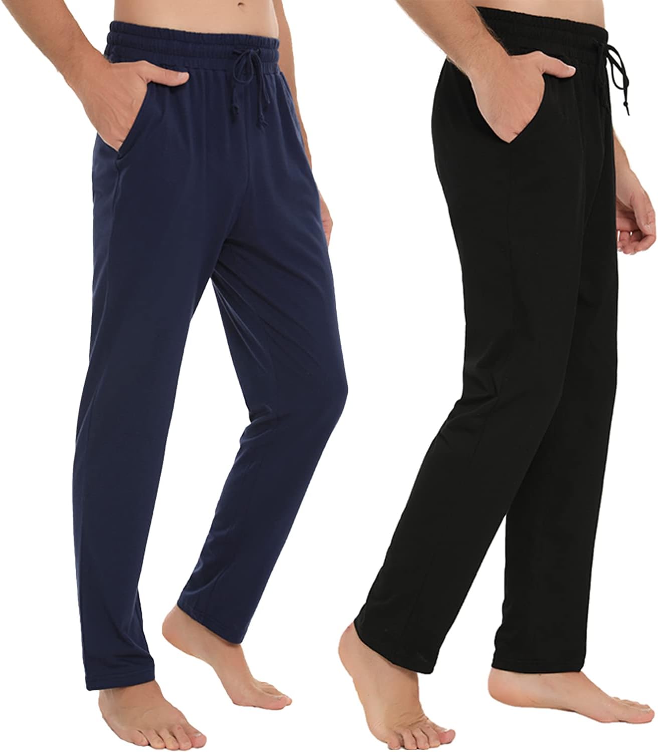 Detalle de Pantalon de pyjama homme Marvmys en 100% coton – long, uni, avec cordon de serrage et poches