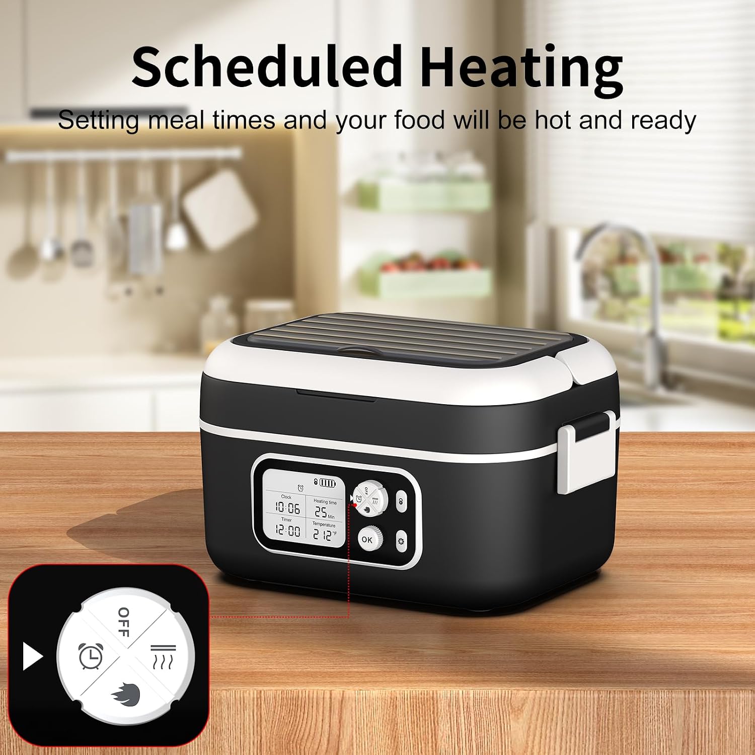Detalle 2 de EDCREATY Cordless Heated Lunch Box, 1.5 L, 100 W, Rechargeable
