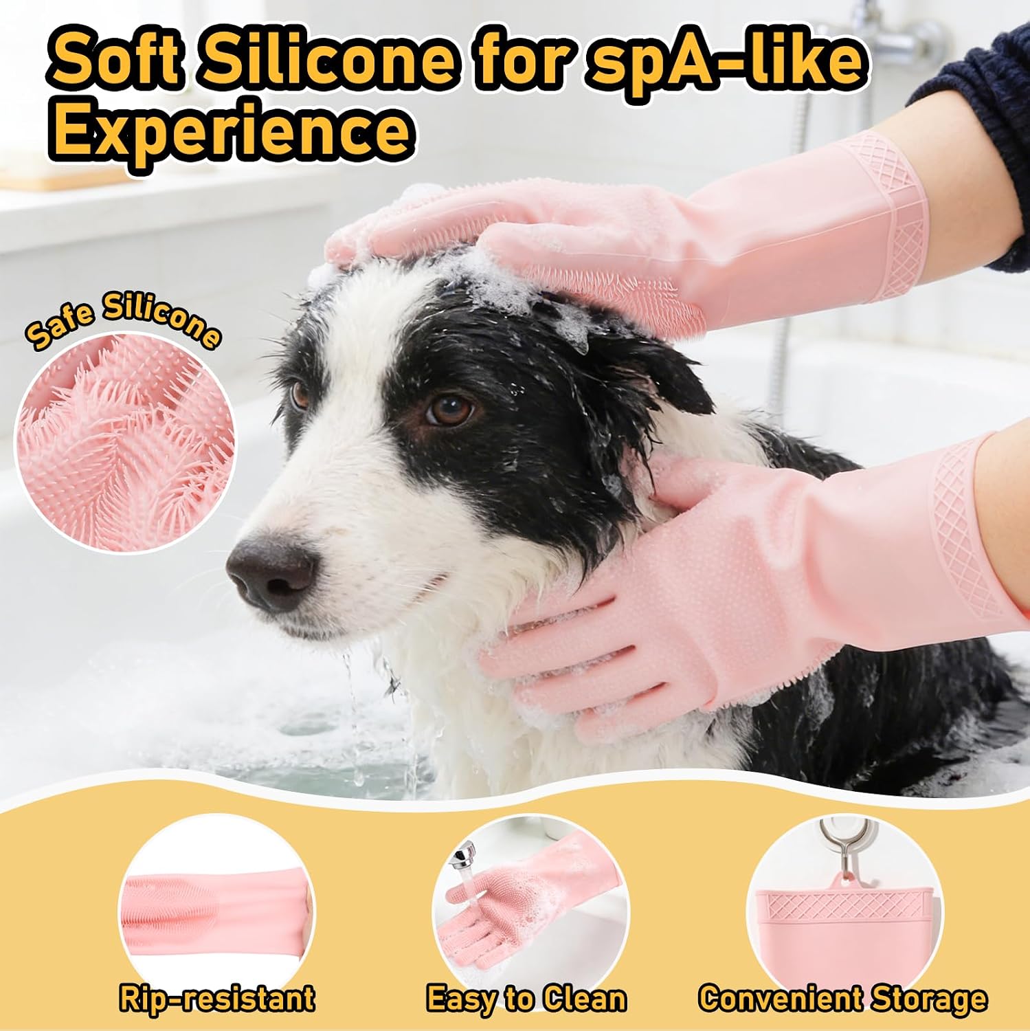 Detalle de Vynusio Pet Grooming Gloves Silicone