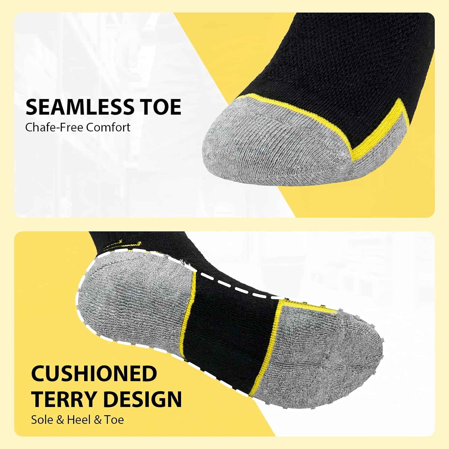 Thumbnail 2 de LOFIR chaussettes de travail sécurité renforcées homme (pack de 10) pour bottes de sécurité respirantes et résistantes, taille 39-50