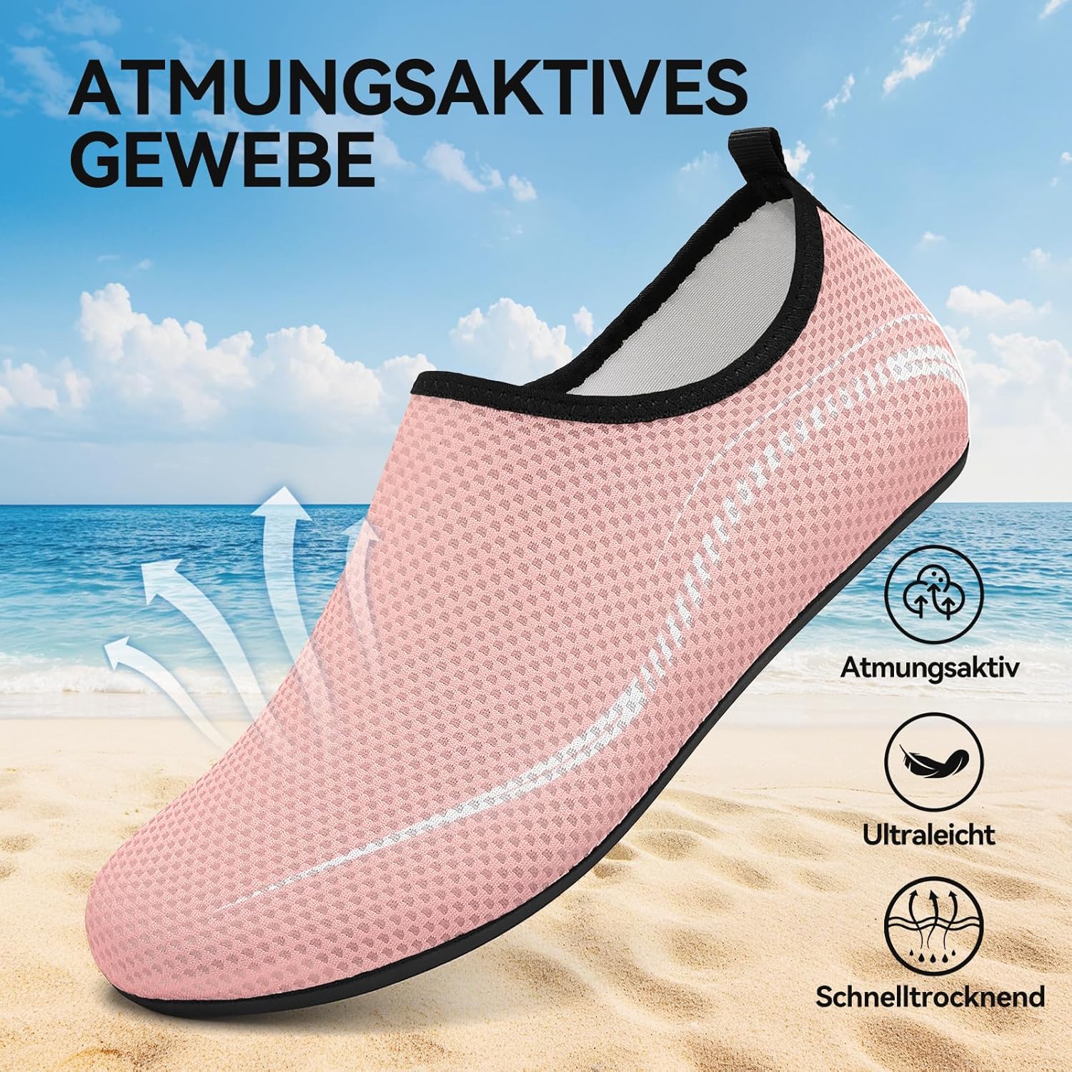 Detalle 2 de BARFULKER Badeschuhe Unisex – Schnelltrocknende Aquaschuhe mit rutschfester Sohle