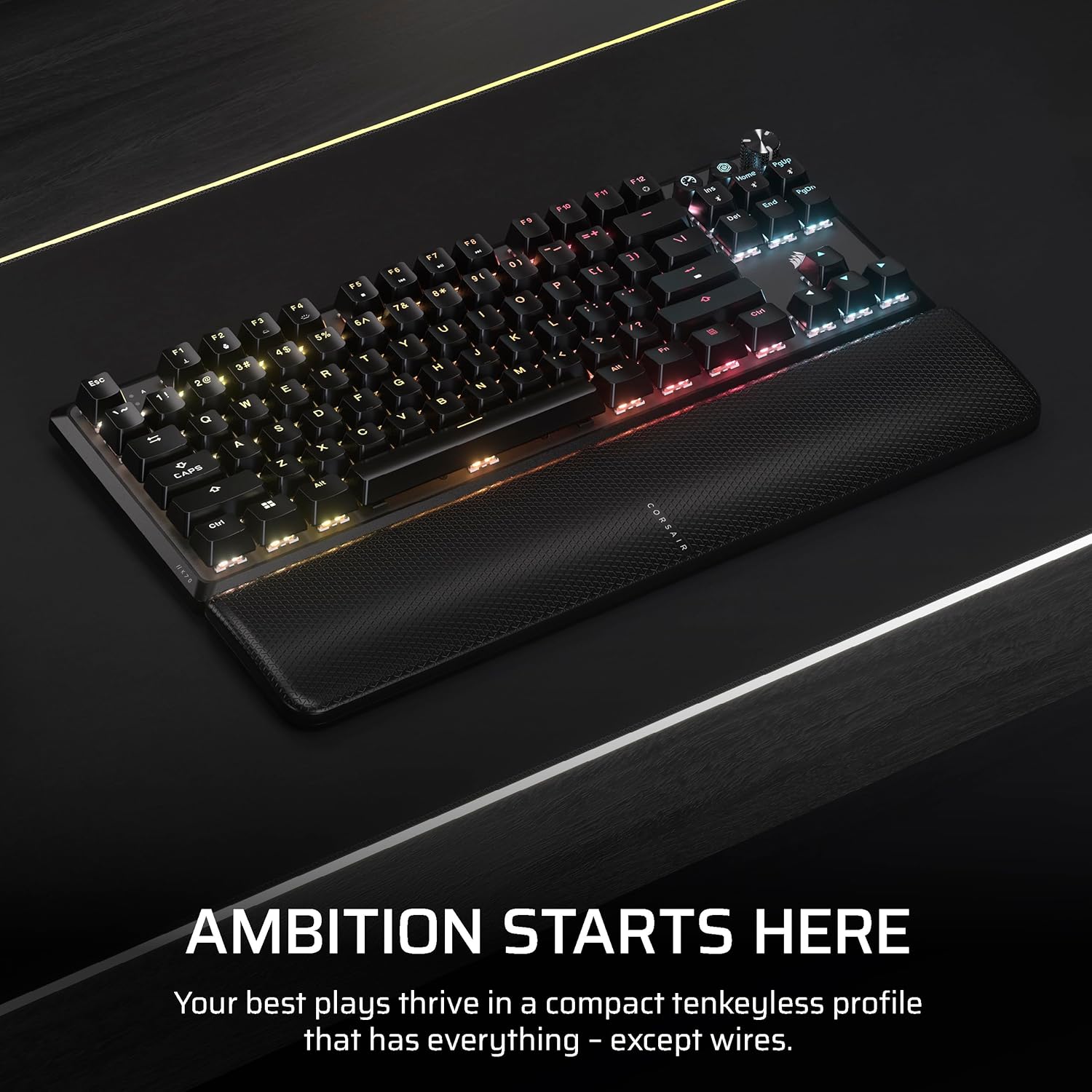Thumbnail 1 de Corsair K70 CORE TKL Wireless RGB Mechanical Keyboard (Tenkeyless) with Pre-Lubed MLX Red v2 Linear Switches — Black