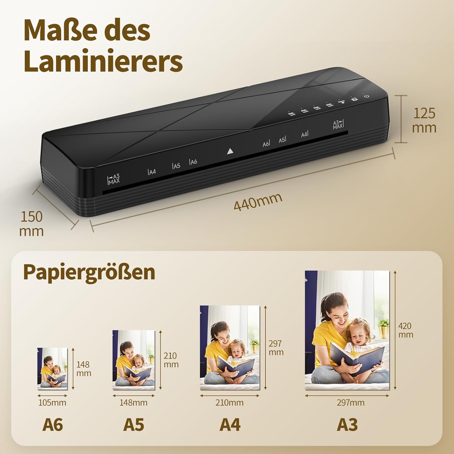 Thumbnail 4 de Crenova Laminiergerät A3 mit Touchscreen – Heiß- und Kaltlaminierung für A3/A4/A5/A6 (black)