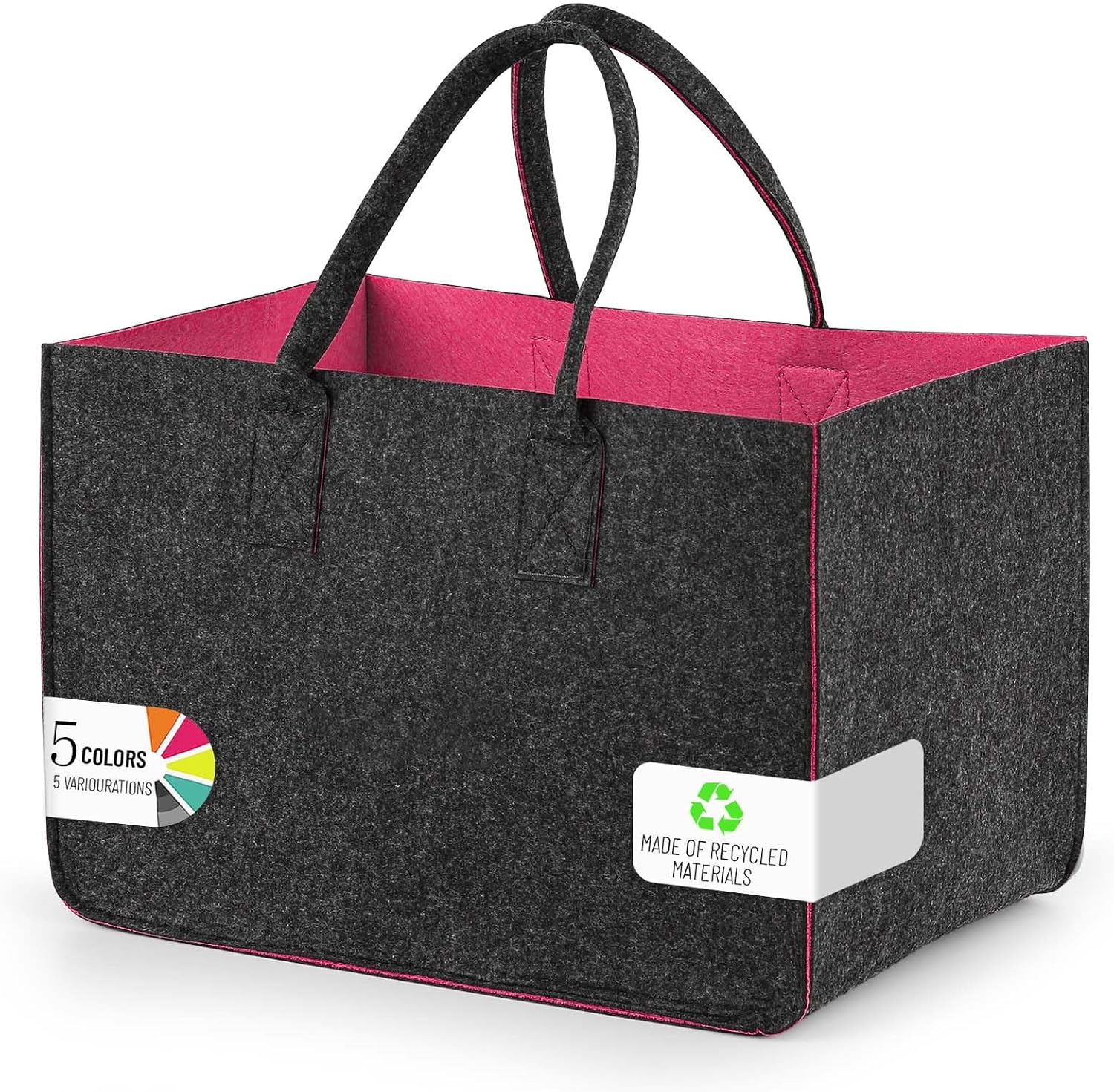 Detalle de Sinand 2er-Set Filz-Einkaufstaschen (30 l) – Shopper aus Filz, faltbar & leicht, 40 x 27 x 27 cm