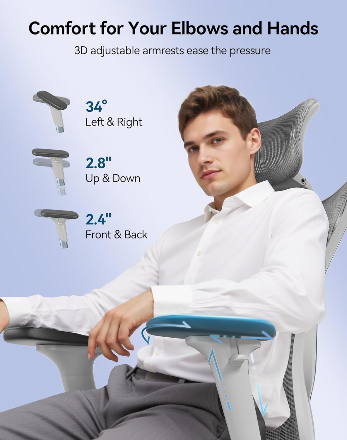 Detalle de SIHOO M57: sedia ergonomica da ufficio con rete traspirante, supporto lombare e regolazioni 3D