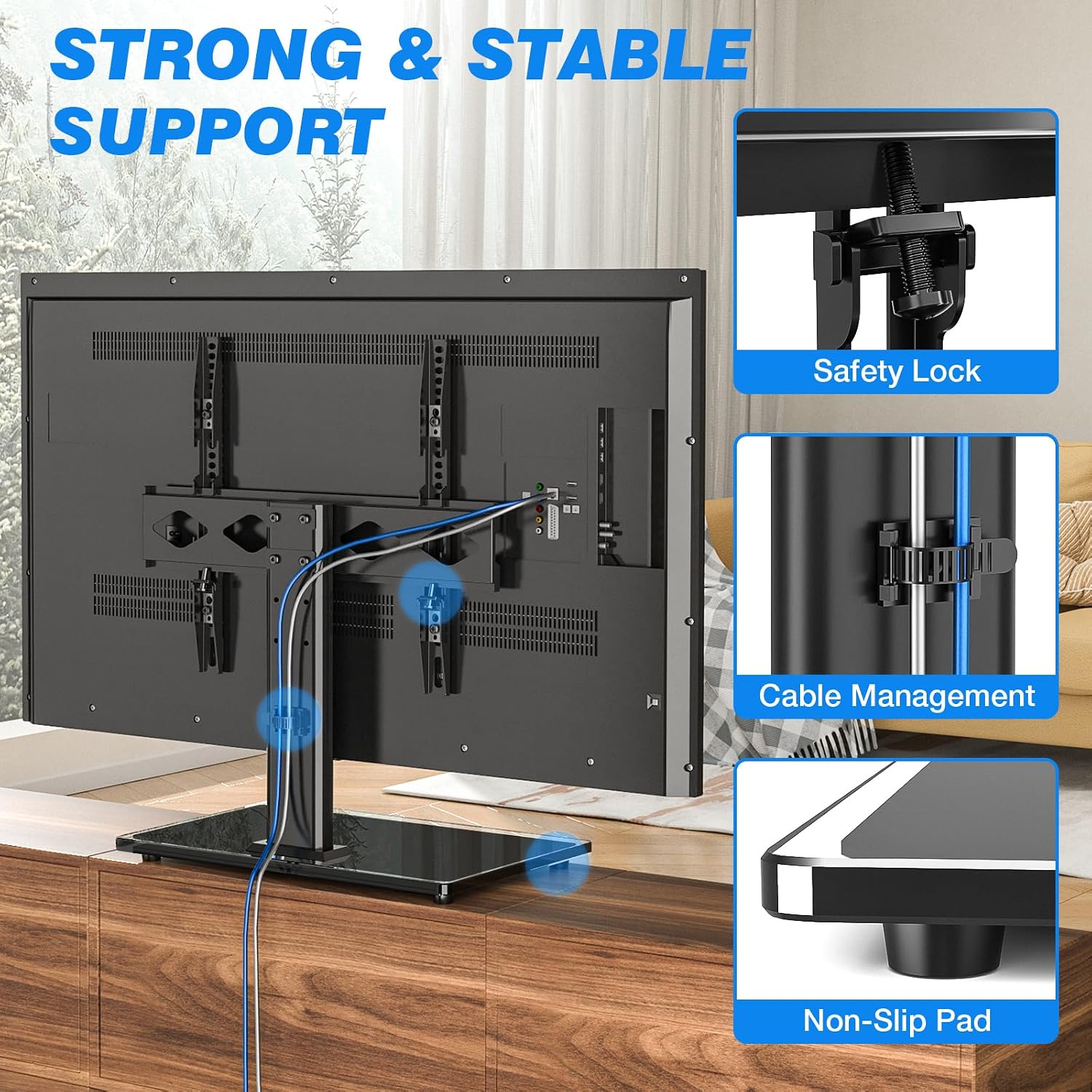 Thumbnail 4 de Rfiver Universal TV Stand/Base for 27-60 inch TVs, Tempered Glass, Height Adjustable