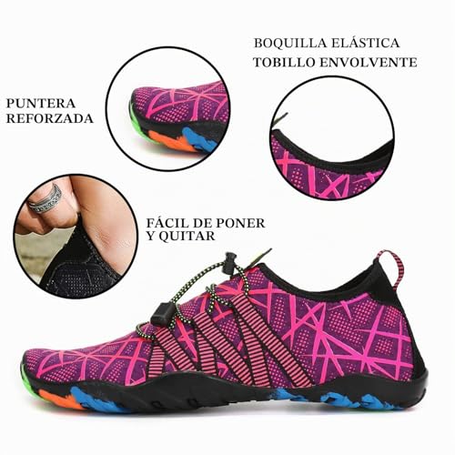 Thumbnail 4 de SAGUARO Escarpines de agua para hombre y mujer – Zapatillas de Playa y Natación, secado rápido, antideslizantes, color morado, EU 39