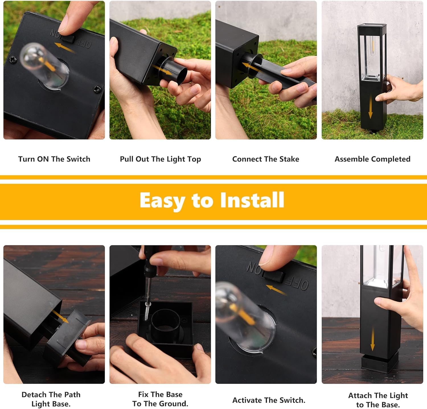 Thumbnail 6 de Joomer Solar Lights Outdoor Garden White Pathway Lighting (Square) – 4 Pack, Waterproof