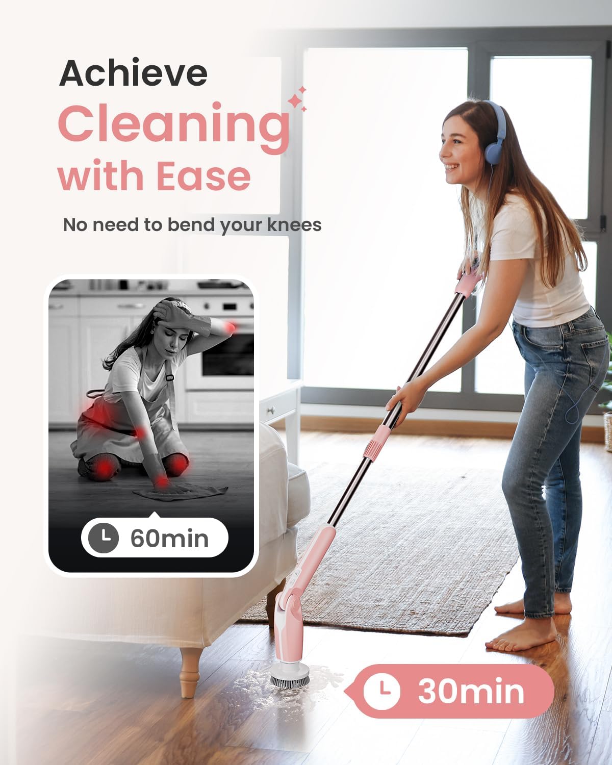 Thumbnail 1 de Leebein Electric Spin Scrubber (Upgraded) with Long Handle, 8 Heads and Remote Control